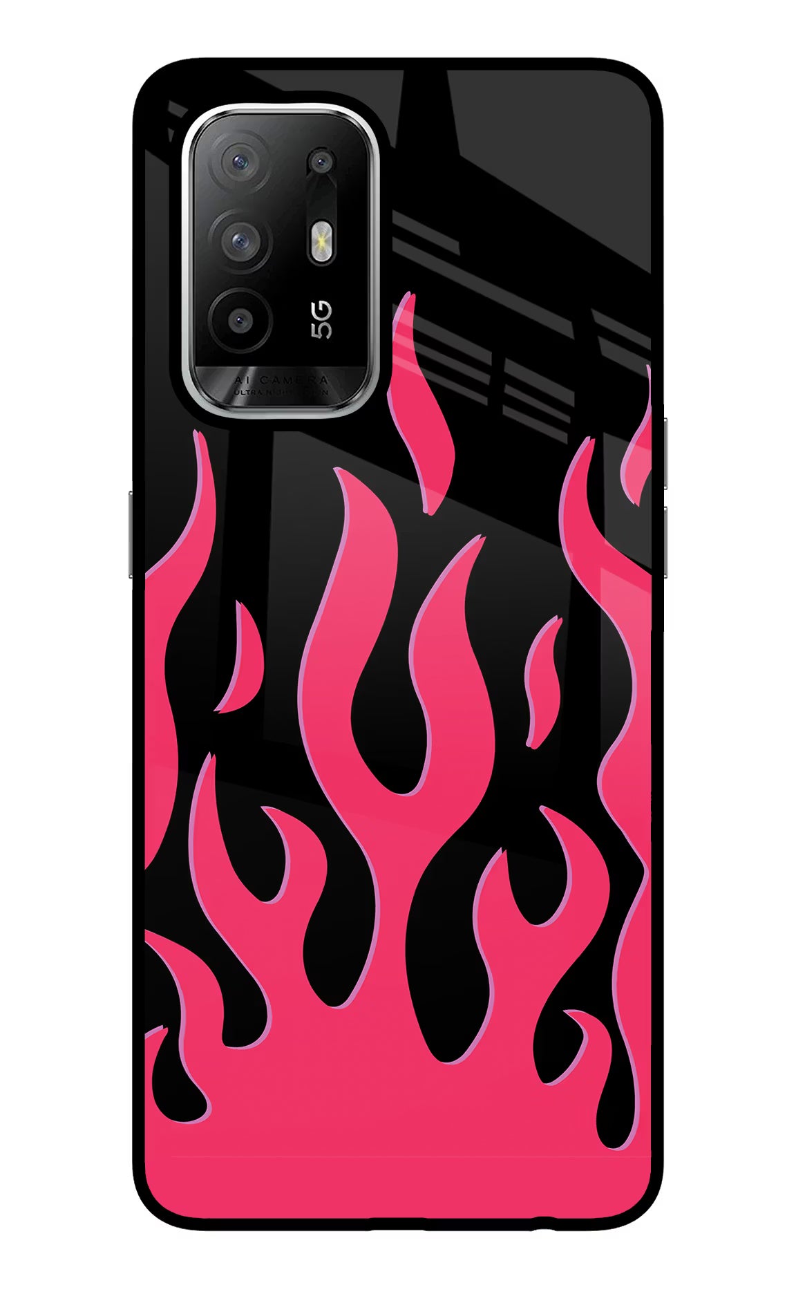 Fire Flames Oppo F19 Pro+ Back Cover - Fire Flames Oppo F19 Pro+ Glass Case Back Cover by Casekaro Fire Flames Oppo F19 Pro+ Glass Case Back Cover by Casekaro