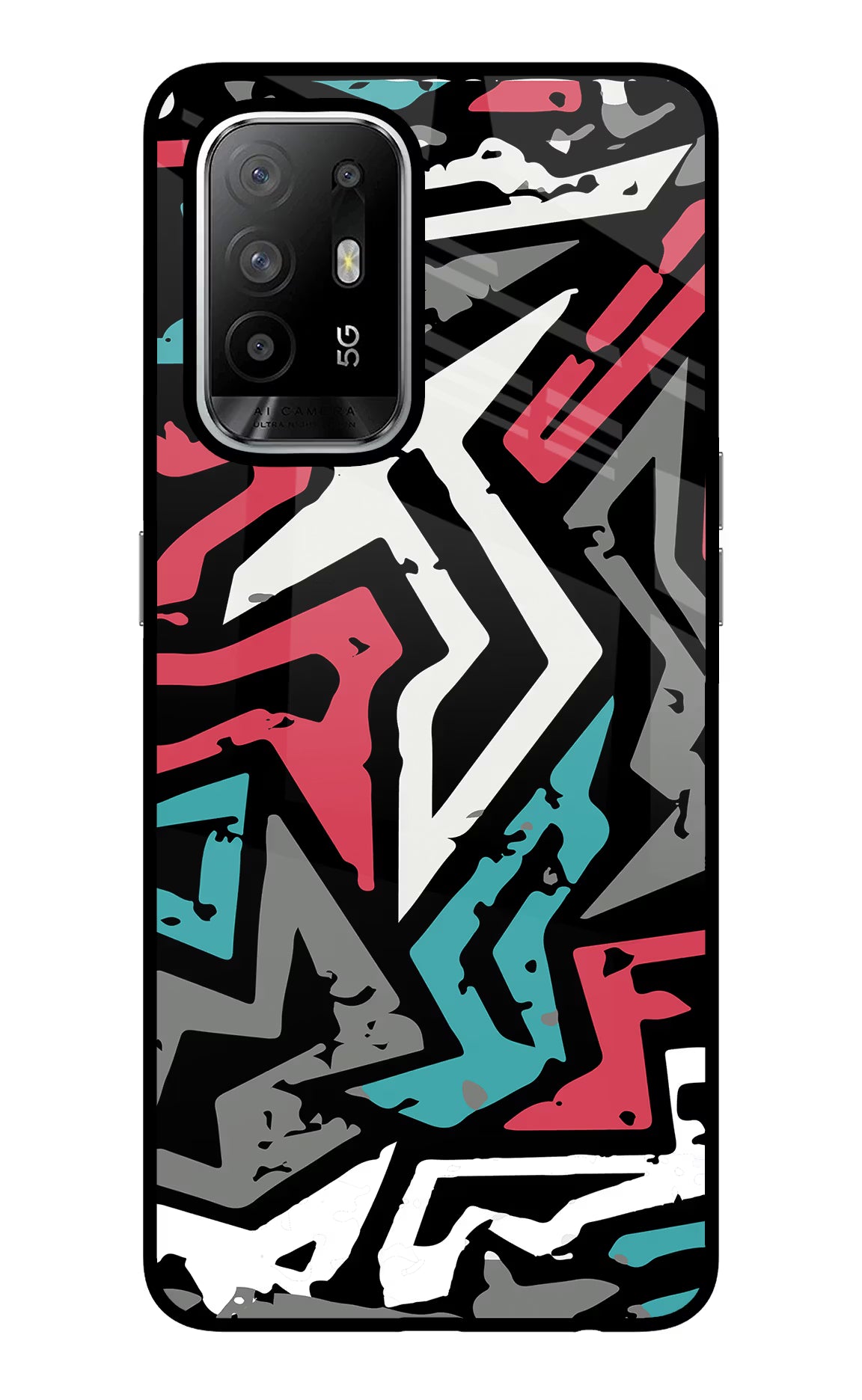 Geometric Graffiti Oppo F19 Pro+ Glass Case - Geometric Graffiti Oppo F19 Pro+ Glass Case Geometric Graffiti Oppo F19 Pro+ Glass Case