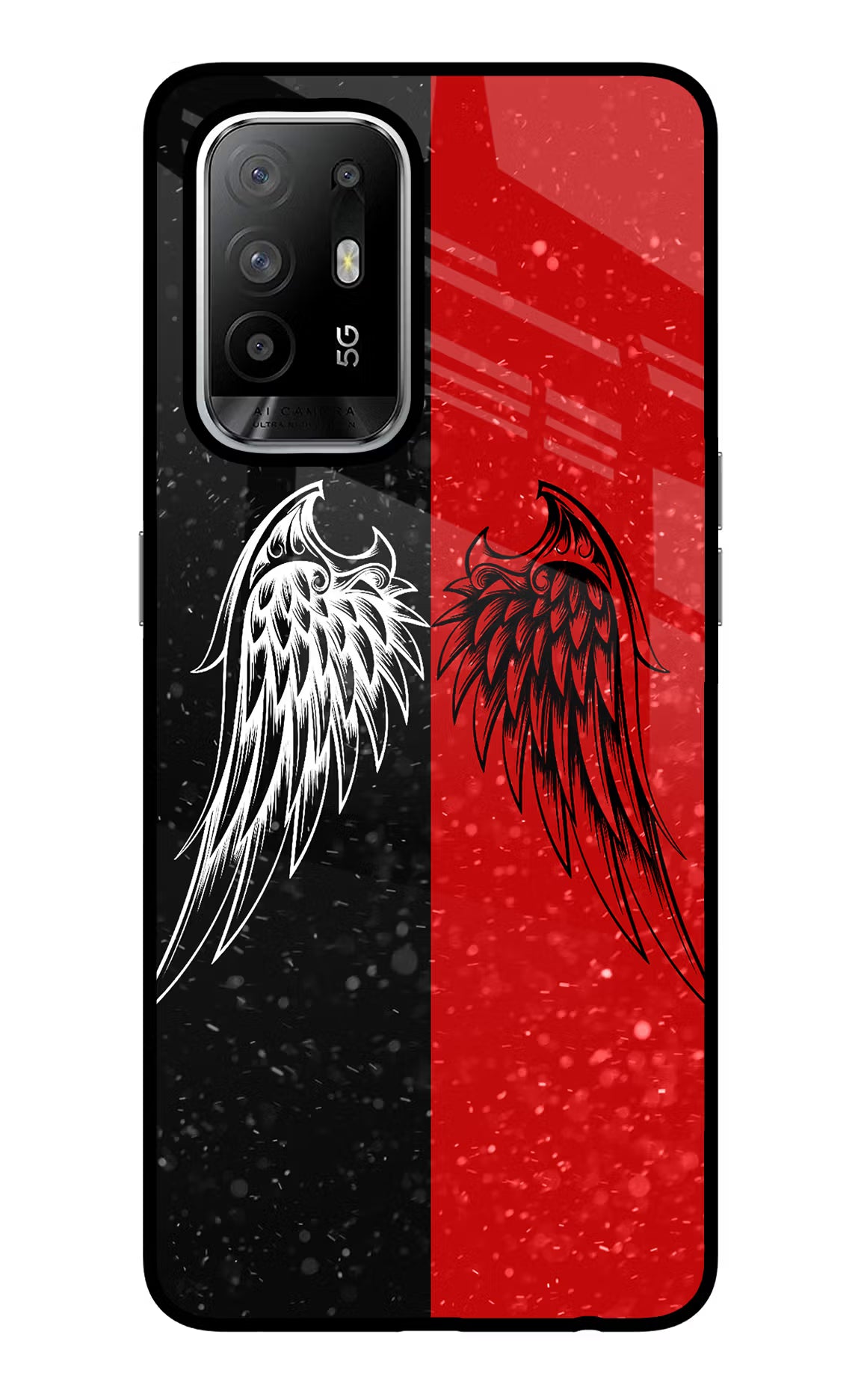 Wings Oppo F19 Pro+ Back Cover - Wings Oppo F19 Pro+ Glass Case Back Cover by Casekaro Wings Oppo F19 Pro+ Glass Case Back Cover by Casekaro