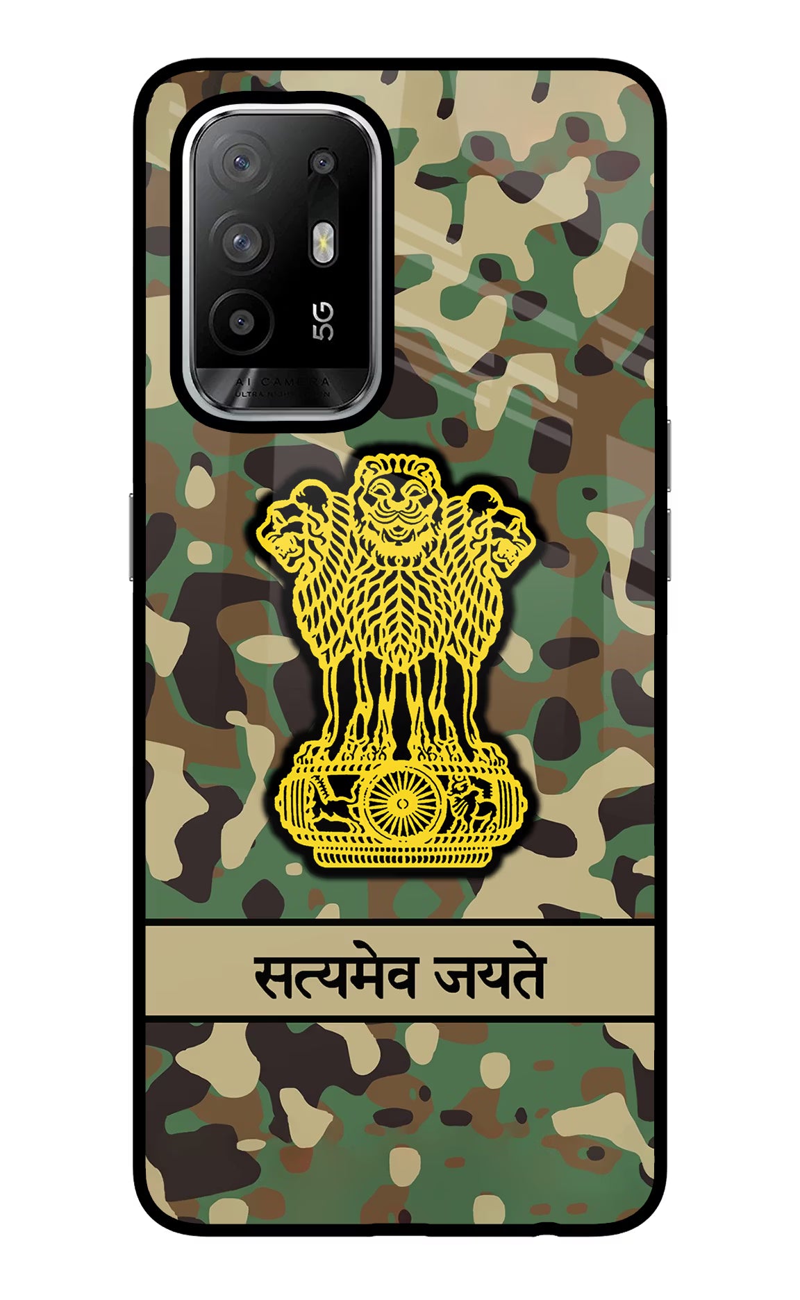 Satyamev Jayate Army Oppo F19 Pro+ Glass Case - Satyamev Jayate Army Oppo F19 Pro+ Glass Case Satyamev Jayate Army Oppo F19 Pro+ Glass Case