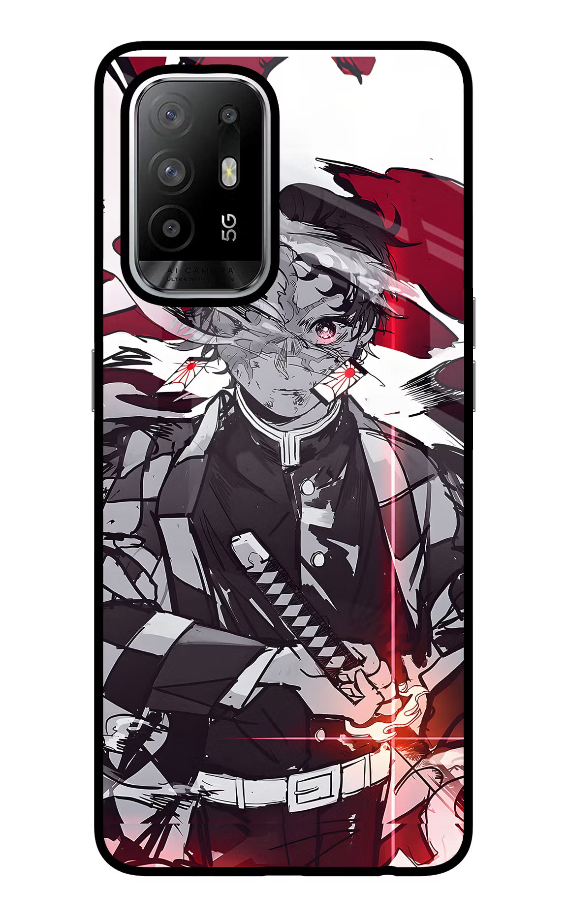 Demon Slayer Oppo F19 Pro+ Back Cover - Demon Slayer Oppo F19 Pro+ Glass Case Back Cover by Casekaro Demon Slayer Oppo F19 Pro+ Glass Case Back Cover by Casekaro