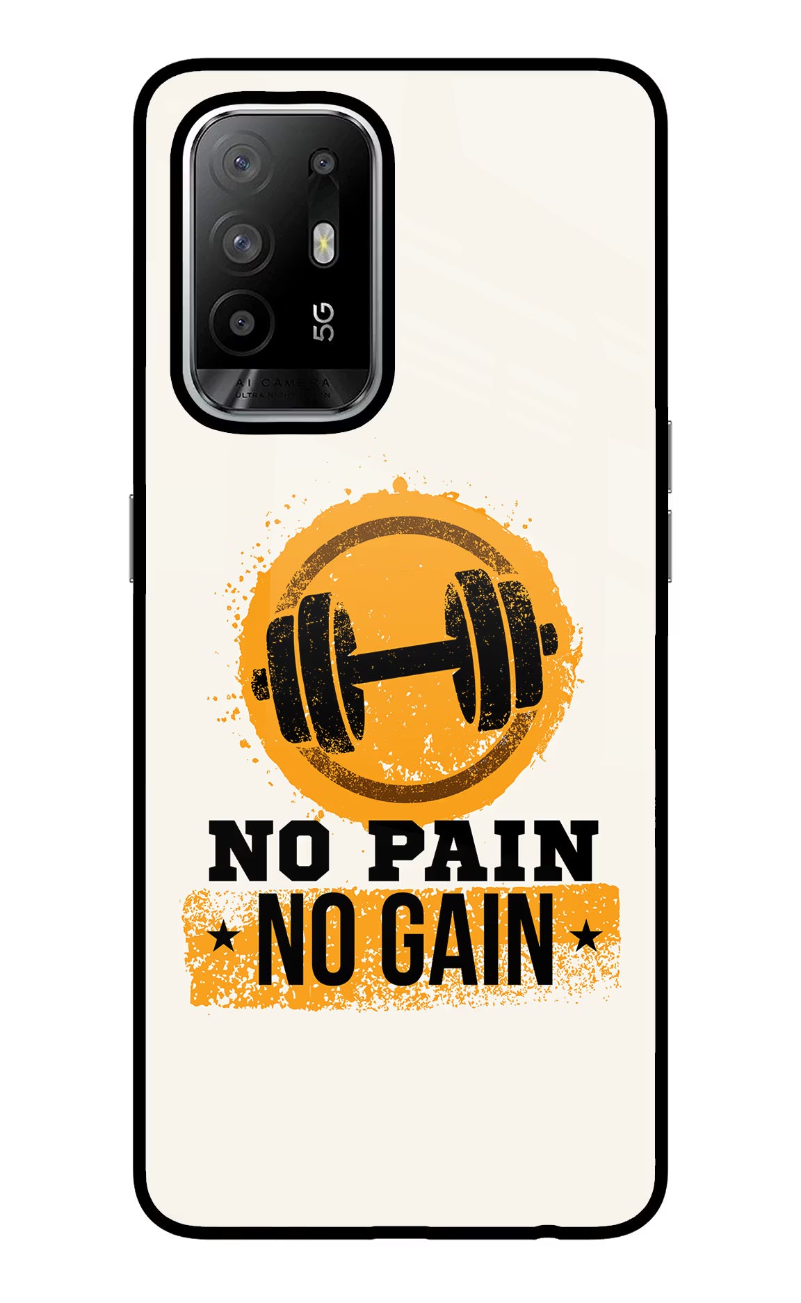 No Pain No Gain Oppo F19 Pro+ Back Cover - No Pain No Gain Oppo F19 Pro+ Glass Case Back Cover by Casekaro No Pain No Gain Oppo F19 Pro+ Glass Case Back Cover by Casekaro