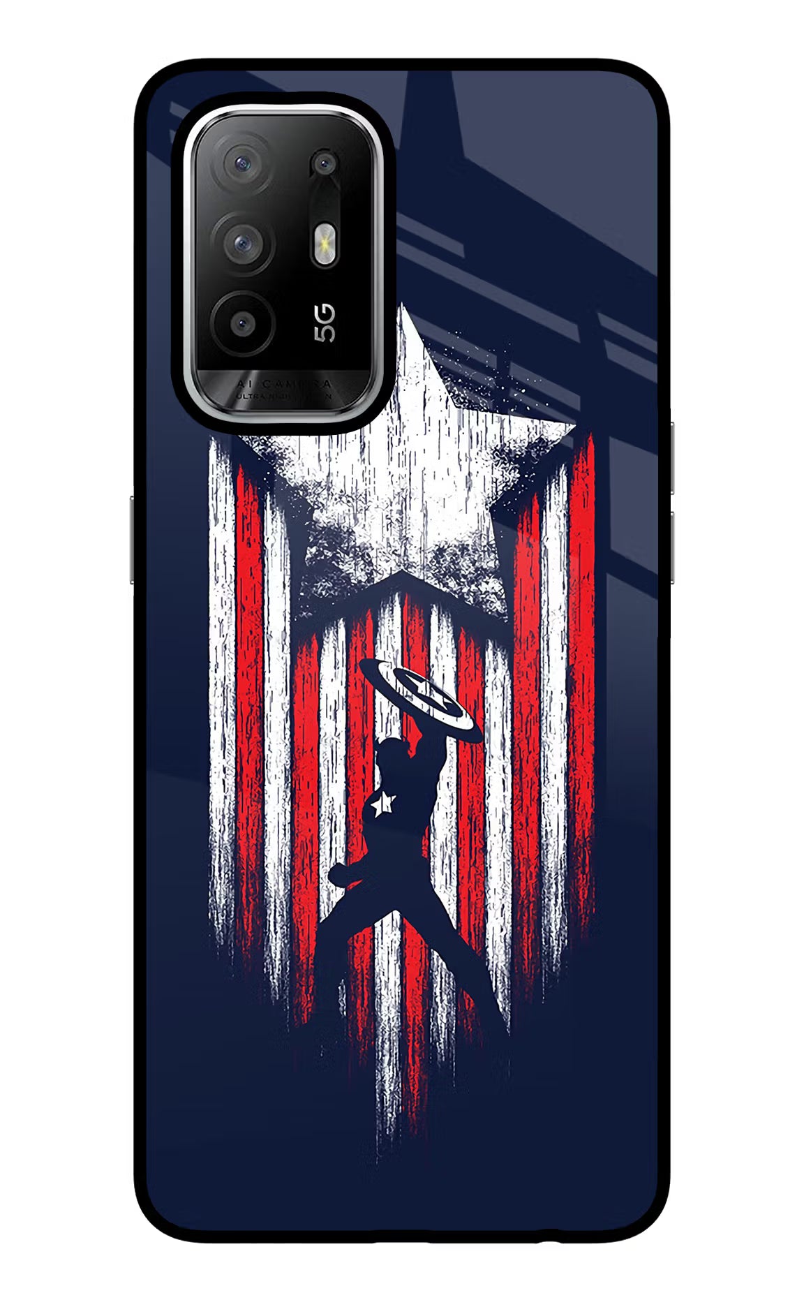 Captain America Marvel Art Oppo F19 Pro+ Back Cover - Captain America Marvel Art Oppo F19 Pro+ Glass Case Back Cover by Casekaro Captain America Marvel Art Oppo F19 Pro+ Glass Case Back Cover by Casekaro