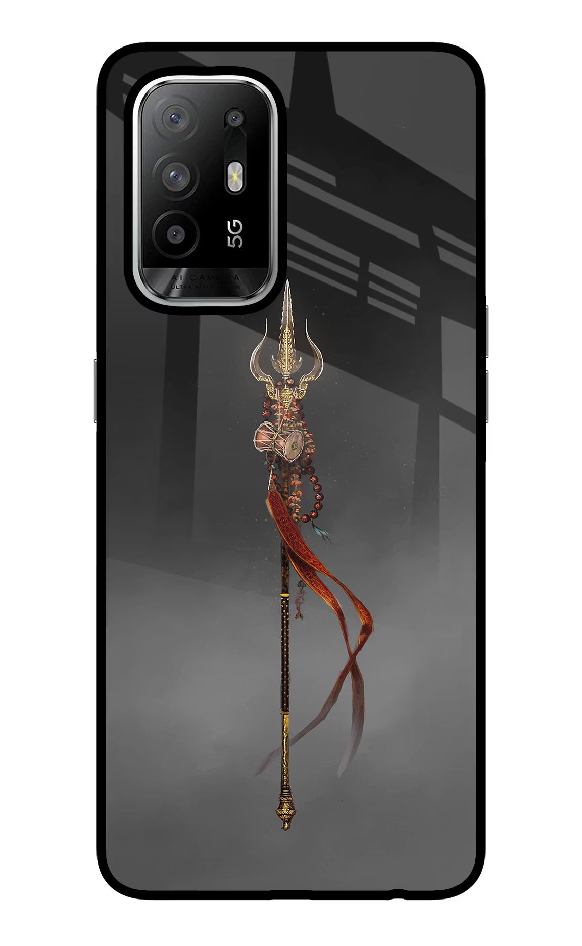 Shiv Trishul Oppo F19 Pro+ Back Cover - Shiv Trishul Oppo F19 Pro+ Glass Case Back Cover by Casekaro Shiv Trishul Oppo F19 Pro+ Glass Case Back Cover by Casekaro