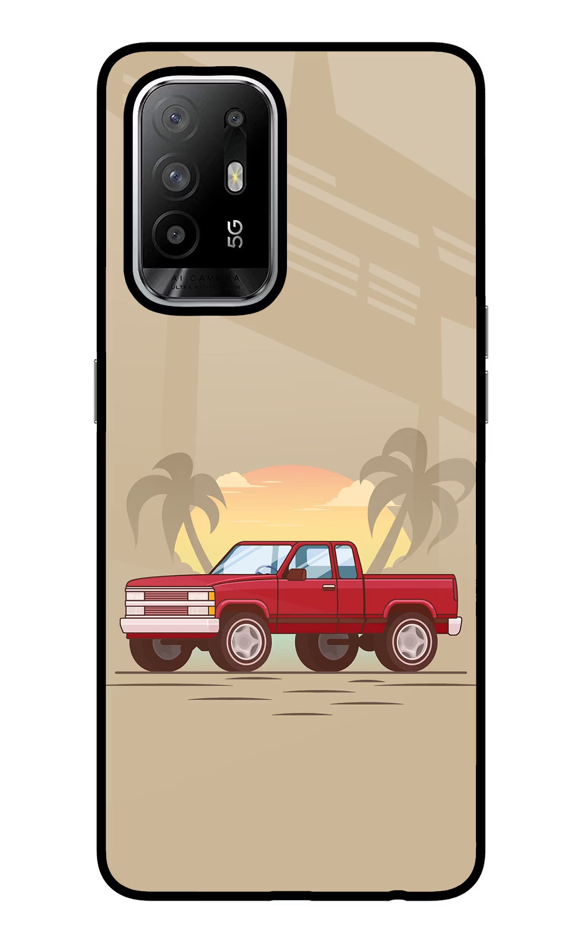 Desert Classic Drive Oppo F19 Pro+ Back Cover - Desert Classic Drive Oppo F19 Pro+ Glass Case Back Cover by Casekaro Desert Classic Drive Oppo F19 Pro+ Glass Case Back Cover by Casekaro