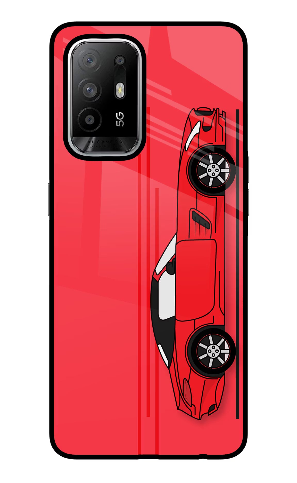 Red Velocity Oppo F19 Pro+ Back Cover - Red Velocity Oppo F19 Pro+ Glass Case Back Cover by Casekaro Red Velocity Oppo F19 Pro+ Glass Case Back Cover by Casekaro