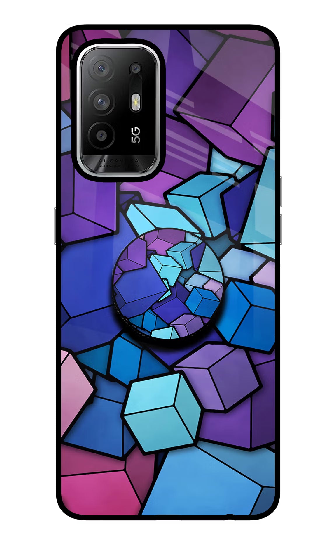 Cubic Abstract Oppo F19 Pro+ Glass Case - Cubic Abstract Oppo F19 Pro+ Glass Case Cubic Abstract Oppo F19 Pro+ Glass Case