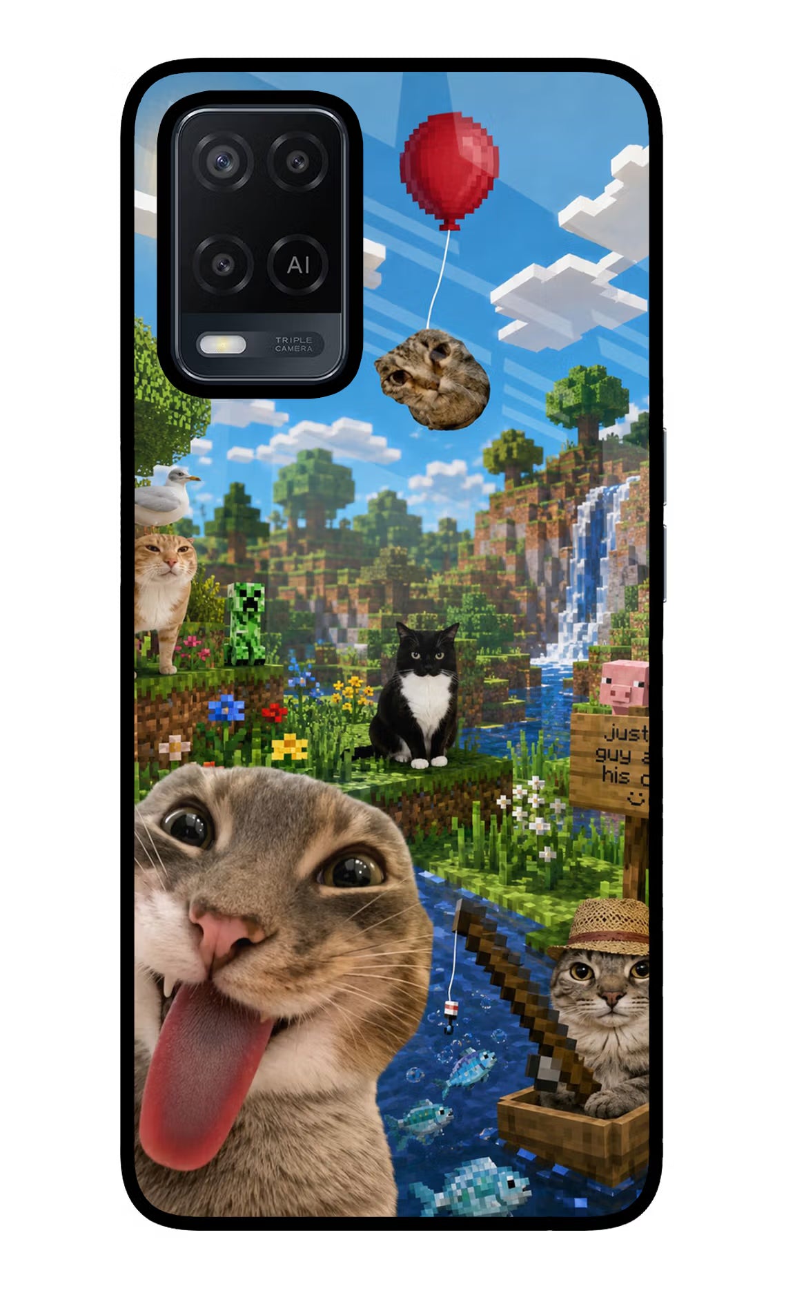 Minecraft Cat Chaos Oppo A54 Glass Case - Minecraft Cat Chaos Oppo A54 Glass Case Minecraft Cat Chaos Oppo A54 Glass Case
