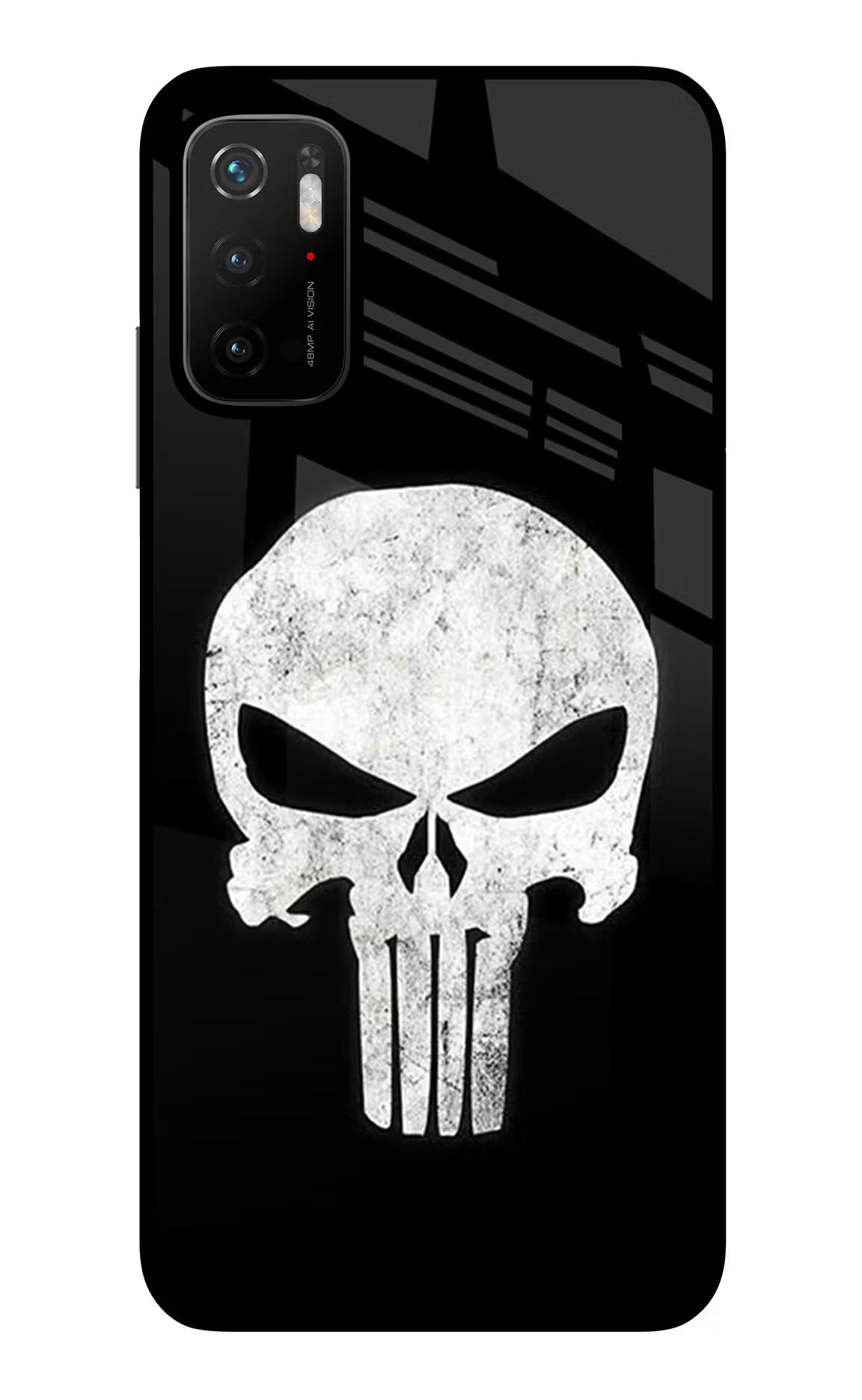 Punisher Skull Poco M3 Pro 5G Back Cover - Punisher Skull Poco M3 Pro 5G Glass Case Back Cover by Casekaro Punisher Skull Poco M3 Pro 5G Glass Case Back Cover by Casekaro