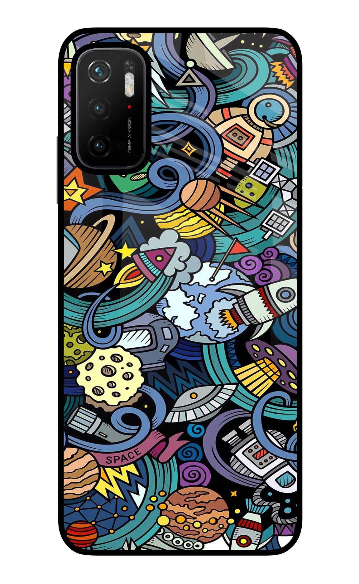 Space Abstract Poco M3 Pro 5G Back Cover - Space Abstract Poco M3 Pro 5G Glass Case Back Cover by Casekaro Space Abstract Poco M3 Pro 5G Glass Case Back Cover by Casekaro