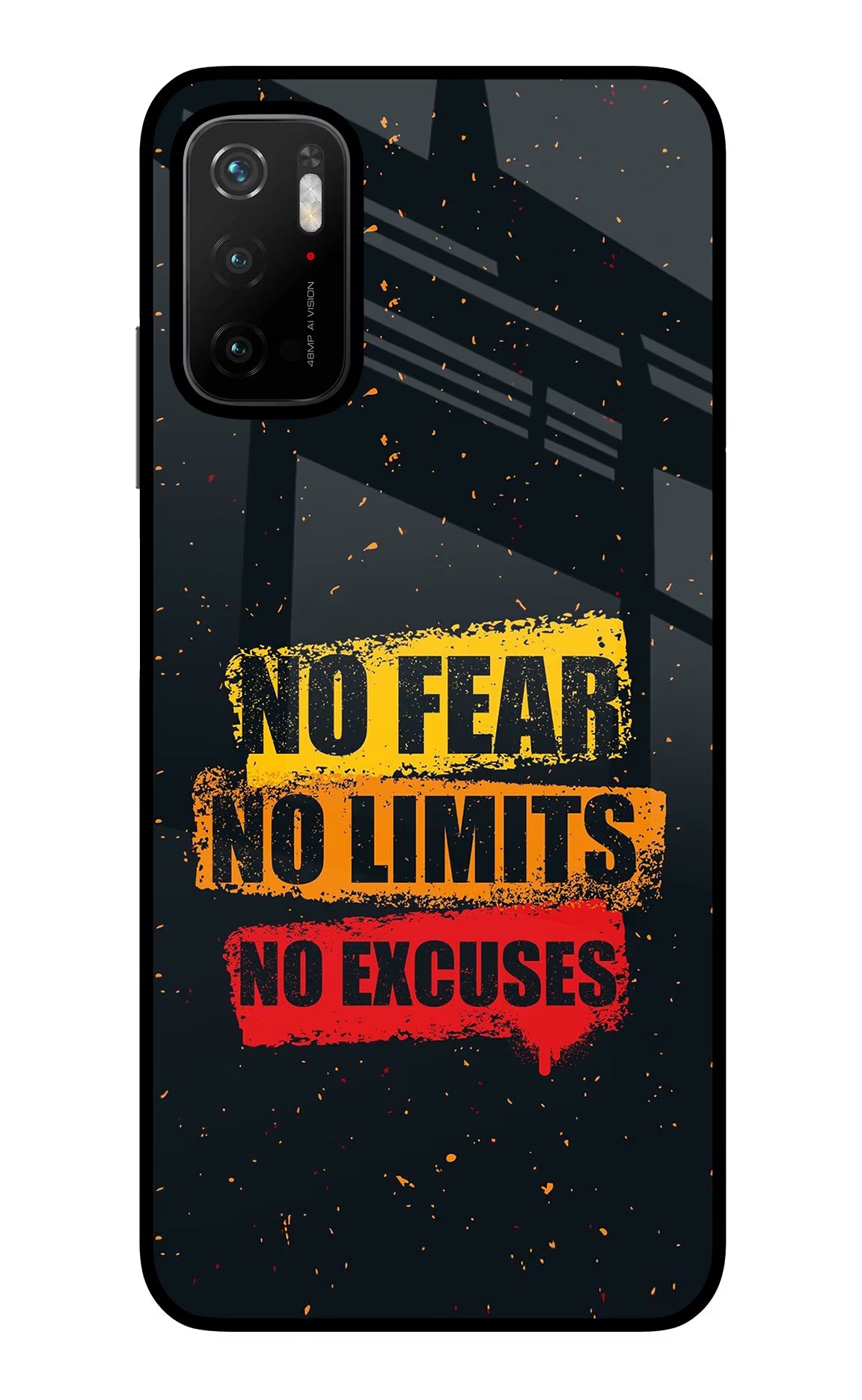 No Fear No Limits No Excuse Poco M3 Pro 5G Back Cover - No Fear No Limits No Excuse Poco M3 Pro 5G Glass Case Back Cover by Casekaro No Fear No Limits No Excuse Poco M3 Pro 5G Glass Case Back Cover by Casekaro