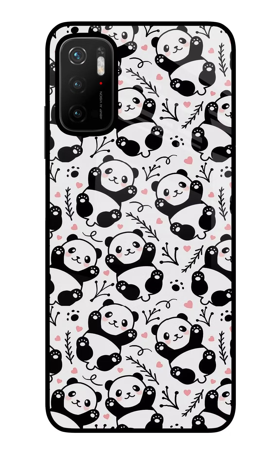 Cute Panda Poco M3 Pro 5G Back Cover - Cute Panda Poco M3 Pro 5G Glass Case Back Cover by Casekaro Cute Panda Poco M3 Pro 5G Glass Case Back Cover by Casekaro