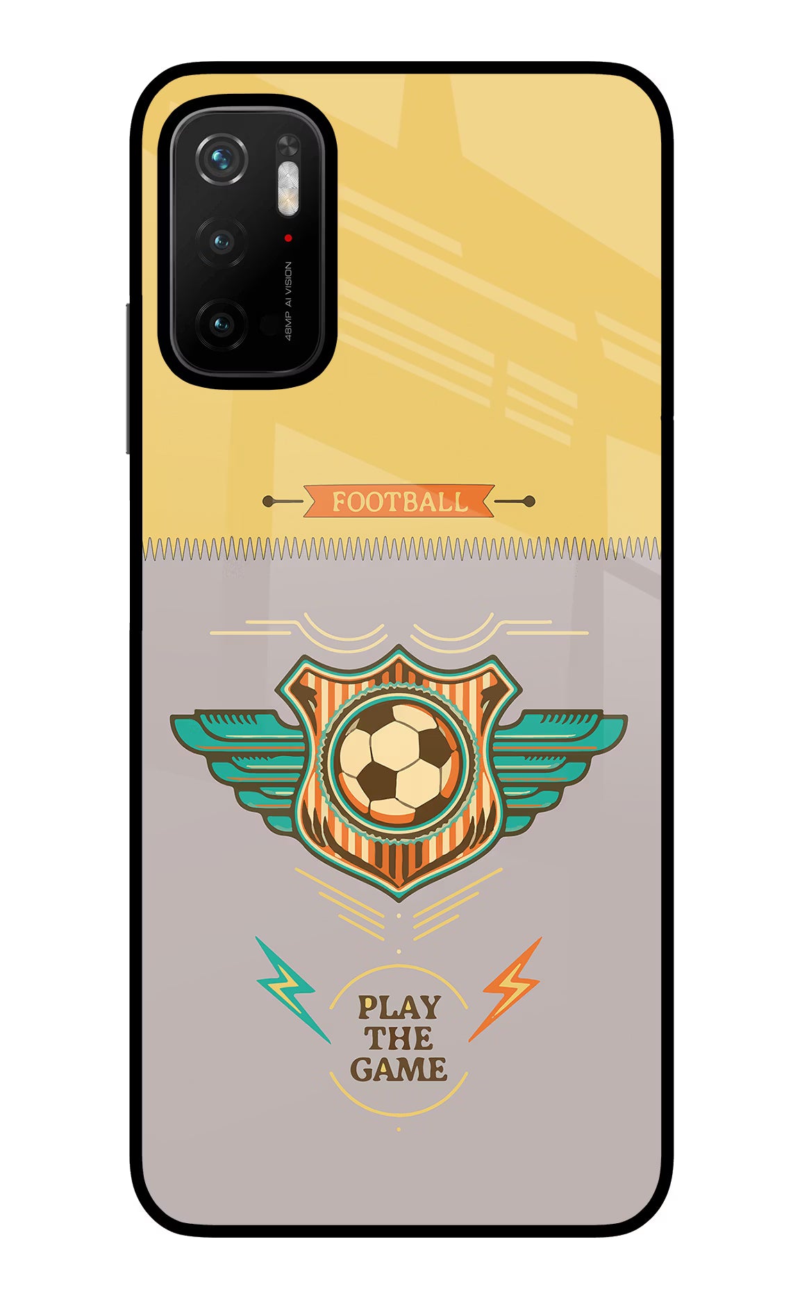 Football Poco M3 Pro 5G Back Cover - Football Poco M3 Pro 5G Glass Case Back Cover by Casekaro Football Poco M3 Pro 5G Glass Case Back Cover by Casekaro