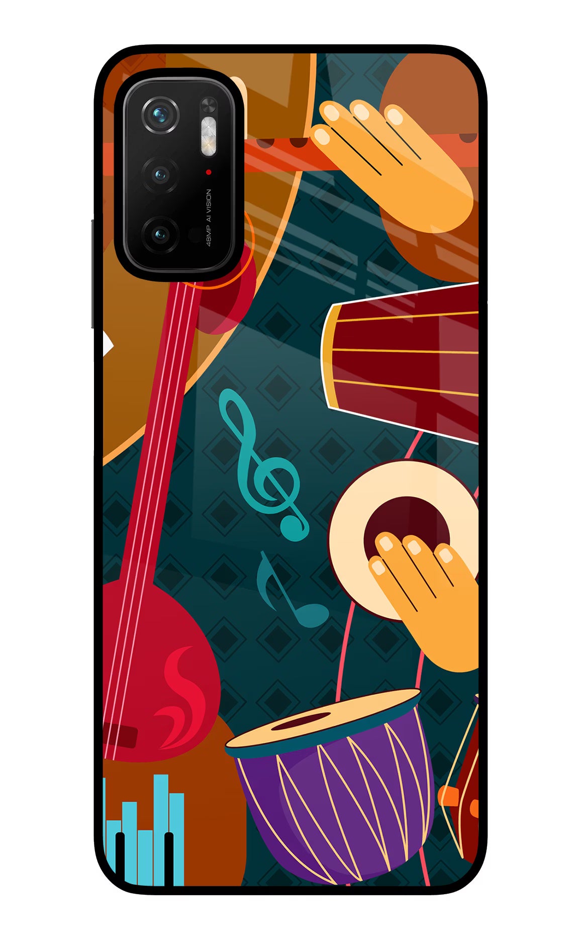 Music Instrument Poco M3 Pro 5G Back Cover - Music Instrument Poco M3 Pro 5G Glass Case Back Cover by Casekaro Music Instrument Poco M3 Pro 5G Glass Case Back Cover by Casekaro