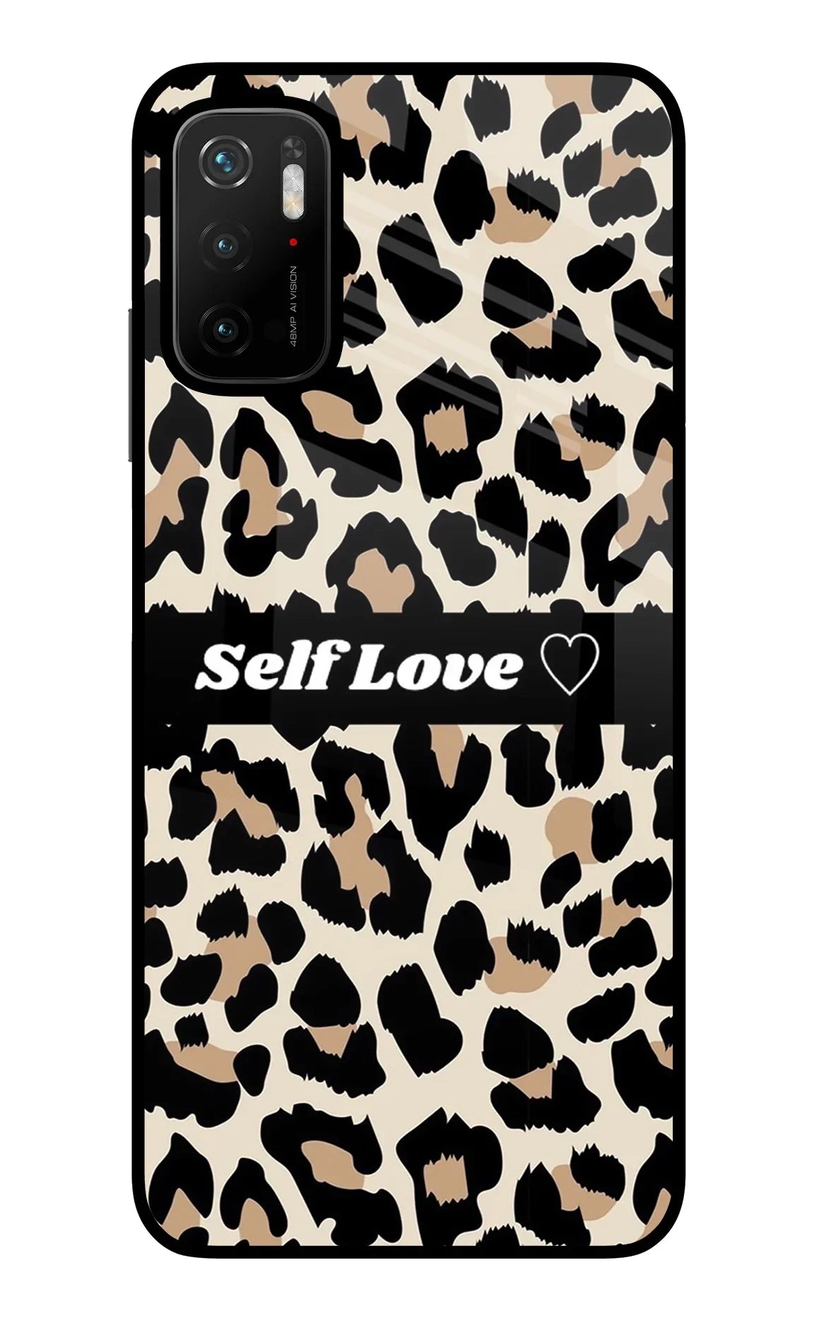 Leopard Print Self Love Poco M3 Pro 5G Glass Case - Leopard Print Self Love Poco M3 Pro 5G Glass Case Leopard Print Self Love Poco M3 Pro 5G Glass Case