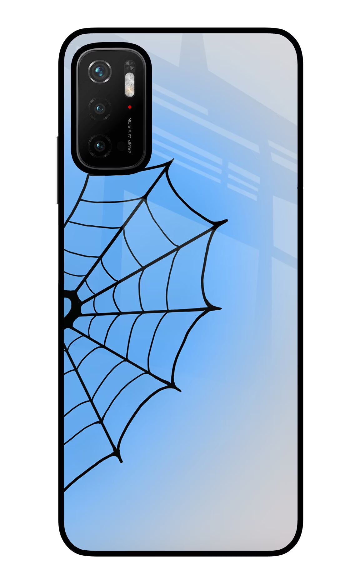 Blue Web Poco M3 Pro 5G Glass Case - Blue Web Poco M3 Pro 5G Glass Case Blue Web Poco M3 Pro 5G Glass Case