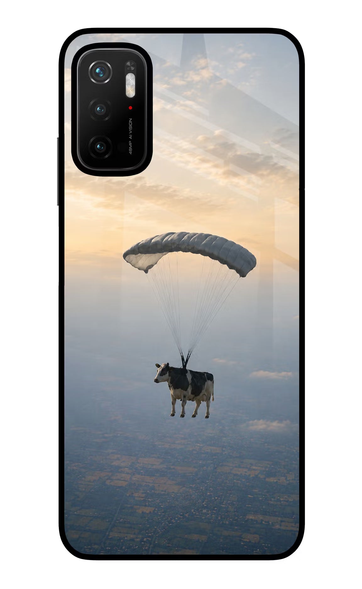 Skydiving Cow Poco M3 Pro 5G Glass Case - Skydiving Cow Poco M3 Pro 5G Glass Case Skydiving Cow Poco M3 Pro 5G Glass Case