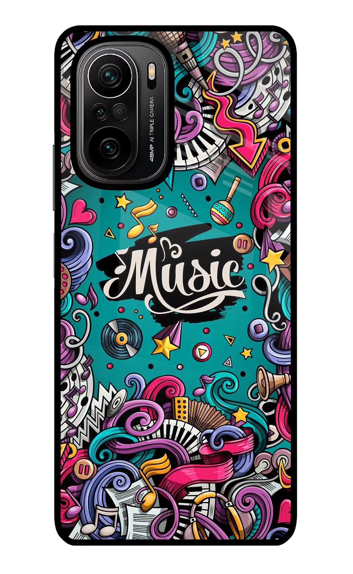 Music Graffiti Mi 11X/11X Pro Back Cover - Music Graffiti Mi 11X/11X Pro Glass Case Back Cover by Casekaro Music Graffiti Mi 11X/11X Pro Glass Case Back Cover by Casekaro