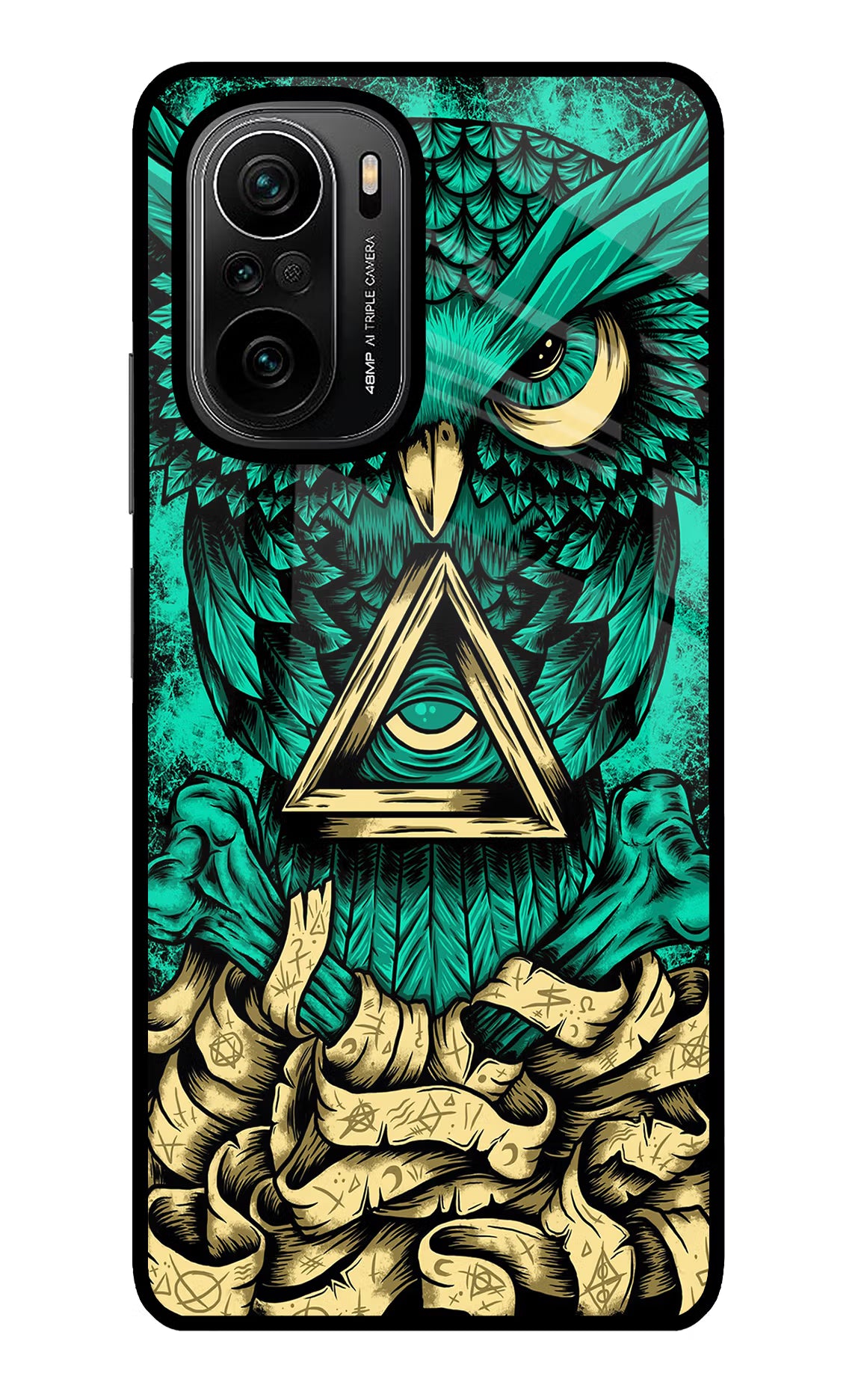 Green Owl Mi 11X/11X Pro Glass Case Back Cover by Casekaro