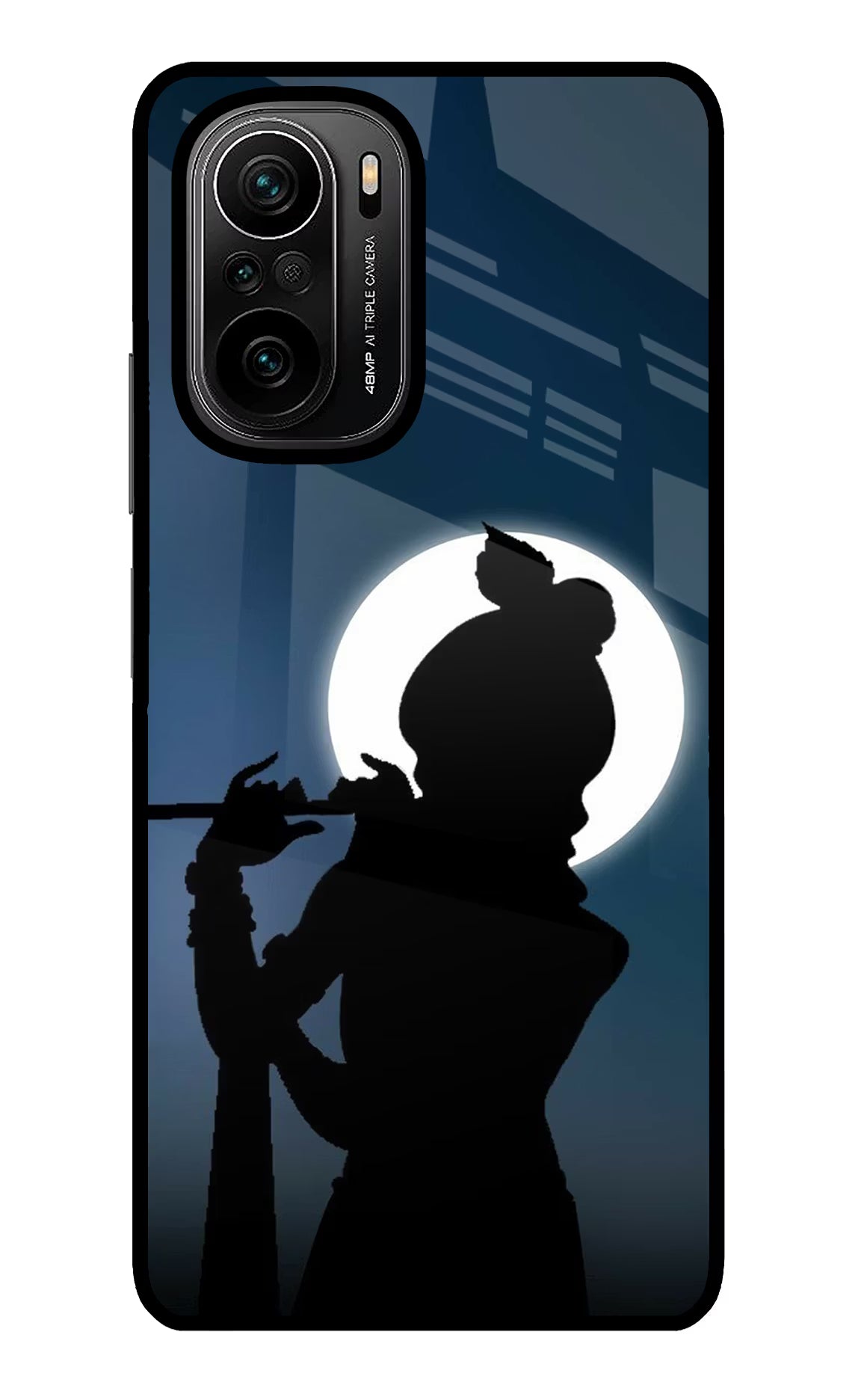 Shri Krishna Silhouette Mi 11X/11X Pro Back Cover - Shri Krishna Silhouette Mi 11X/11X Pro Glass Case Back Cover by Casekaro Shri Krishna Silhouette Mi 11X/11X Pro Glass Case Back Cover by Casekaro