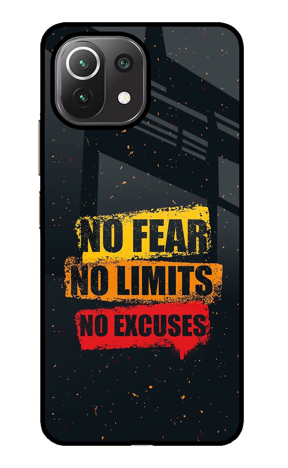 No Fear No Limits No Excuse Mi 11 Lite Back Cover - No Fear No Limits No Excuse Mi 11 Lite Glass Case Back Cover by Casekaro No Fear No Limits No Excuse Mi 11 Lite Glass Case Back Cover by Casekaro