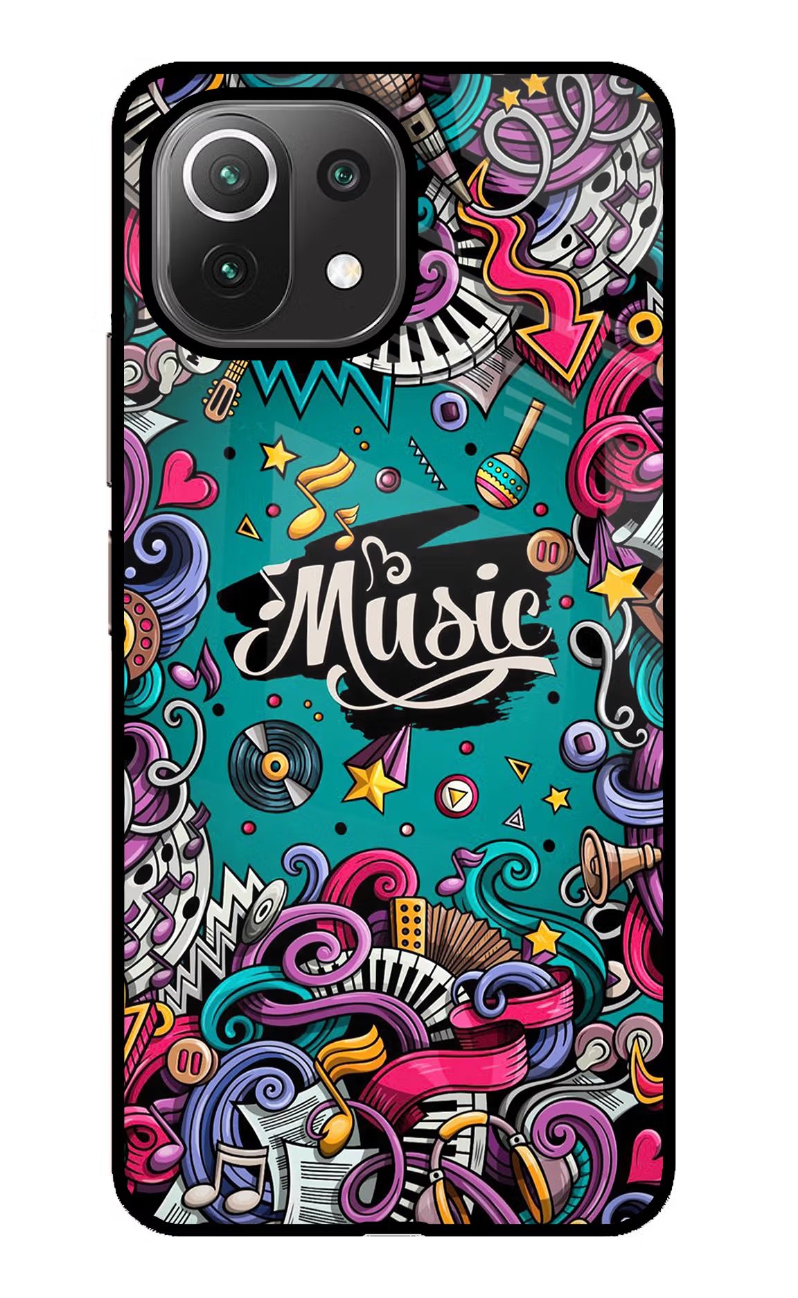 Music Graffiti Mi 11 Lite Glass Case - Music Graffiti Mi 11 Lite Glass Case Music Graffiti Mi 11 Lite Glass Case