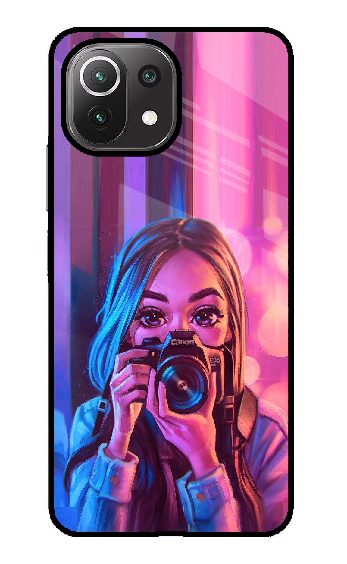 Girl Photographer Mi 11 Lite Back Cover - Girl Photographer Mi 11 Lite Glass Case Back Cover by Casekaro Girl Photographer Mi 11 Lite Glass Case Back Cover by Casekaro