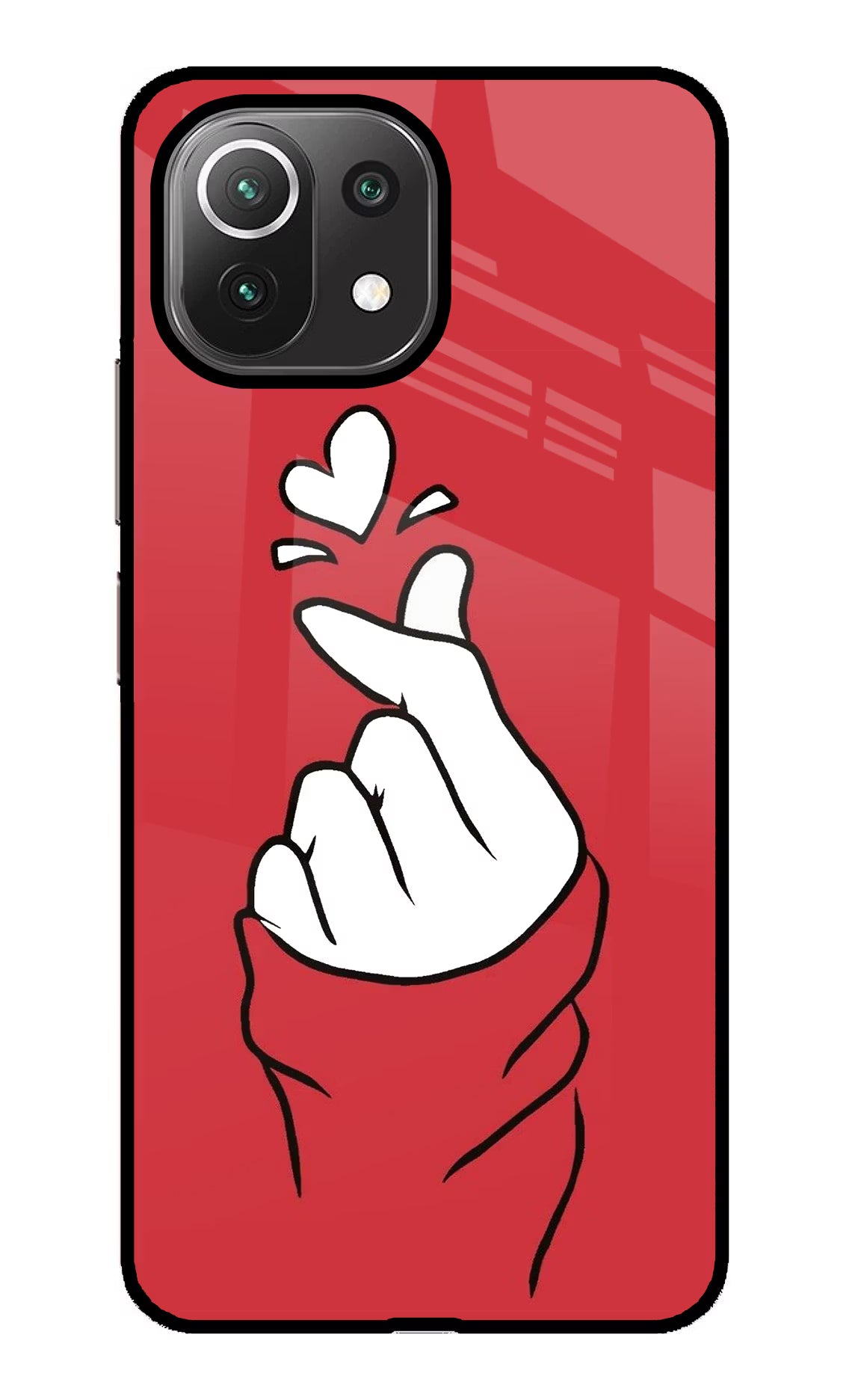 Korean Love Sign Mi 11 Lite Back Cover - Korean Love Sign Mi 11 Lite Glass Case Back Cover by Casekaro Korean Love Sign Mi 11 Lite Glass Case Back Cover by Casekaro