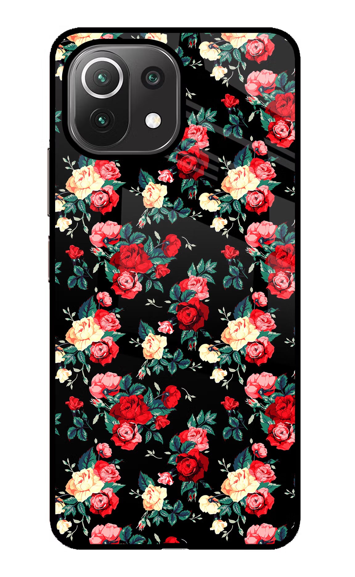 Rose Pattern Mi 11 Lite Glass Case - Rose Pattern Mi 11 Lite Glass Case Rose Pattern Mi 11 Lite Glass Case