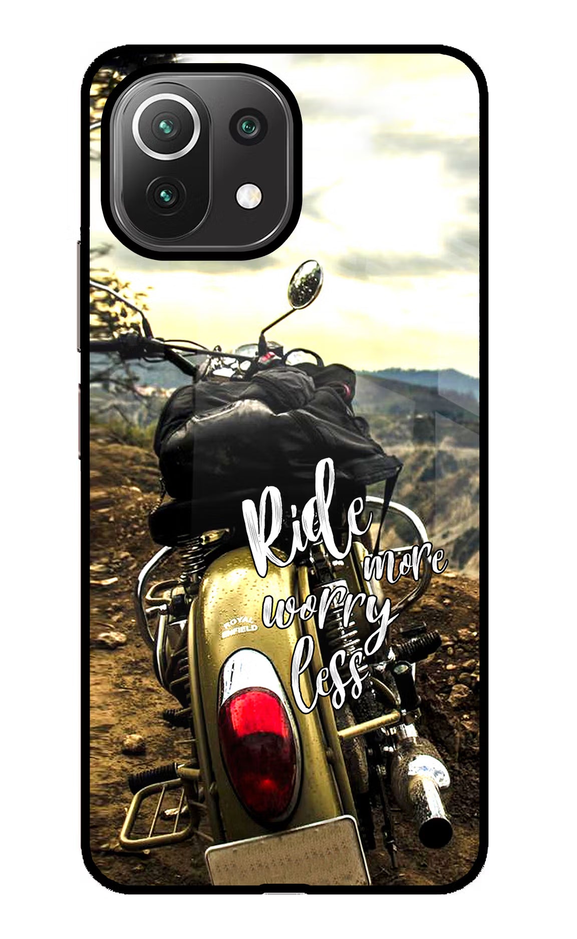 Ride More Worry Less Mi 11 Lite Back Cover - Ride More Worry Less Mi 11 Lite Glass Case Back Cover by Casekaro Ride More Worry Less Mi 11 Lite Glass Case Back Cover by Casekaro