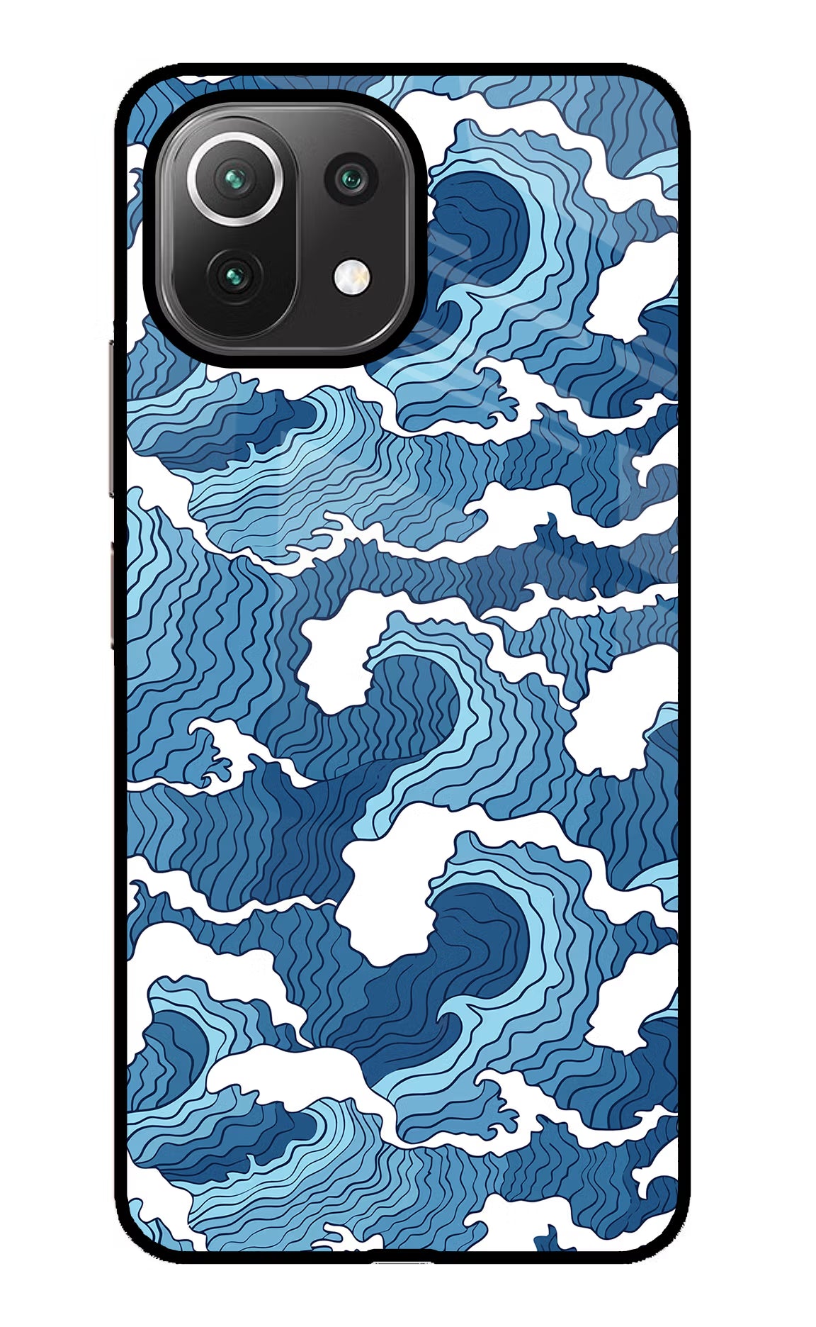 Blue Waves Mi 11 Lite Back Cover - Blue Waves Mi 11 Lite Glass Case Back Cover by Casekaro Blue Waves Mi 11 Lite Glass Case Back Cover by Casekaro