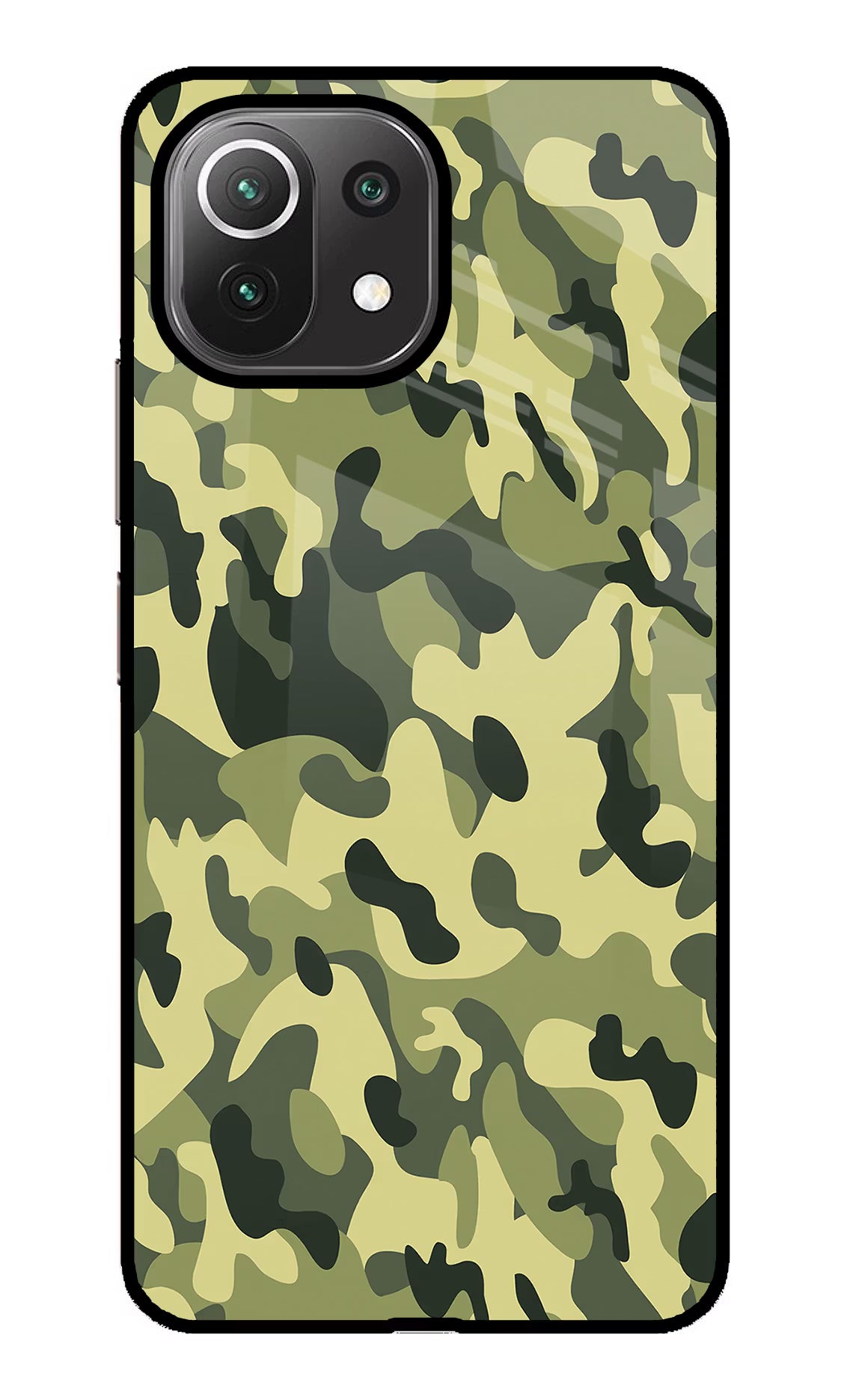 Camouflage Mi 11 Lite Back Cover - Camouflage Mi 11 Lite Glass Case Back Cover by Casekaro Camouflage Mi 11 Lite Glass Case Back Cover by Casekaro