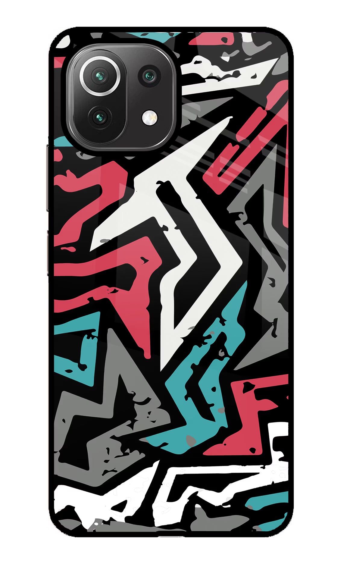 Geometric Graffiti Mi 11 Lite Back Cover - Geometric Graffiti Mi 11 Lite Glass Case Back Cover by Casekaro Geometric Graffiti Mi 11 Lite Glass Case Back Cover by Casekaro