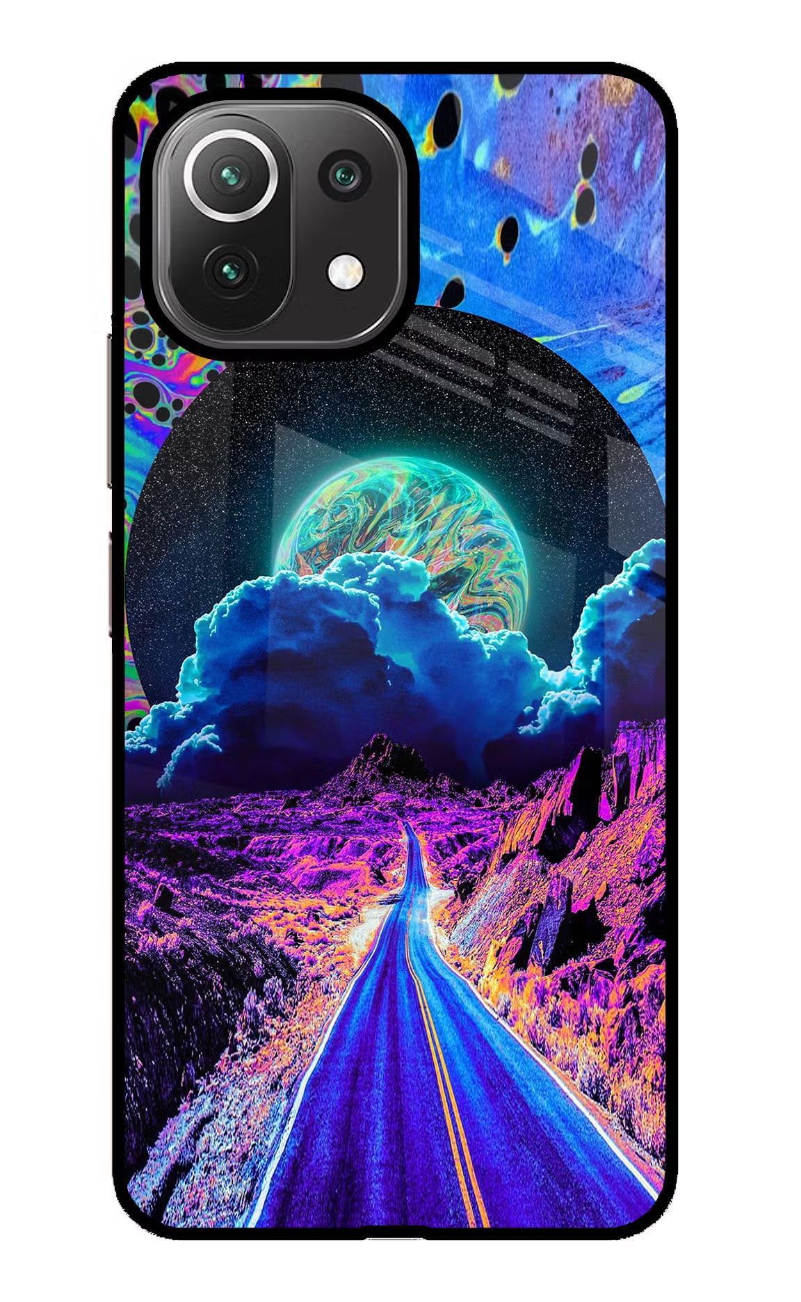 Psychedelic Painting Mi 11 Lite Back Cover - Psychedelic Painting Mi 11 Lite Glass Case Back Cover by Casekaro Psychedelic Painting Mi 11 Lite Glass Case Back Cover by Casekaro