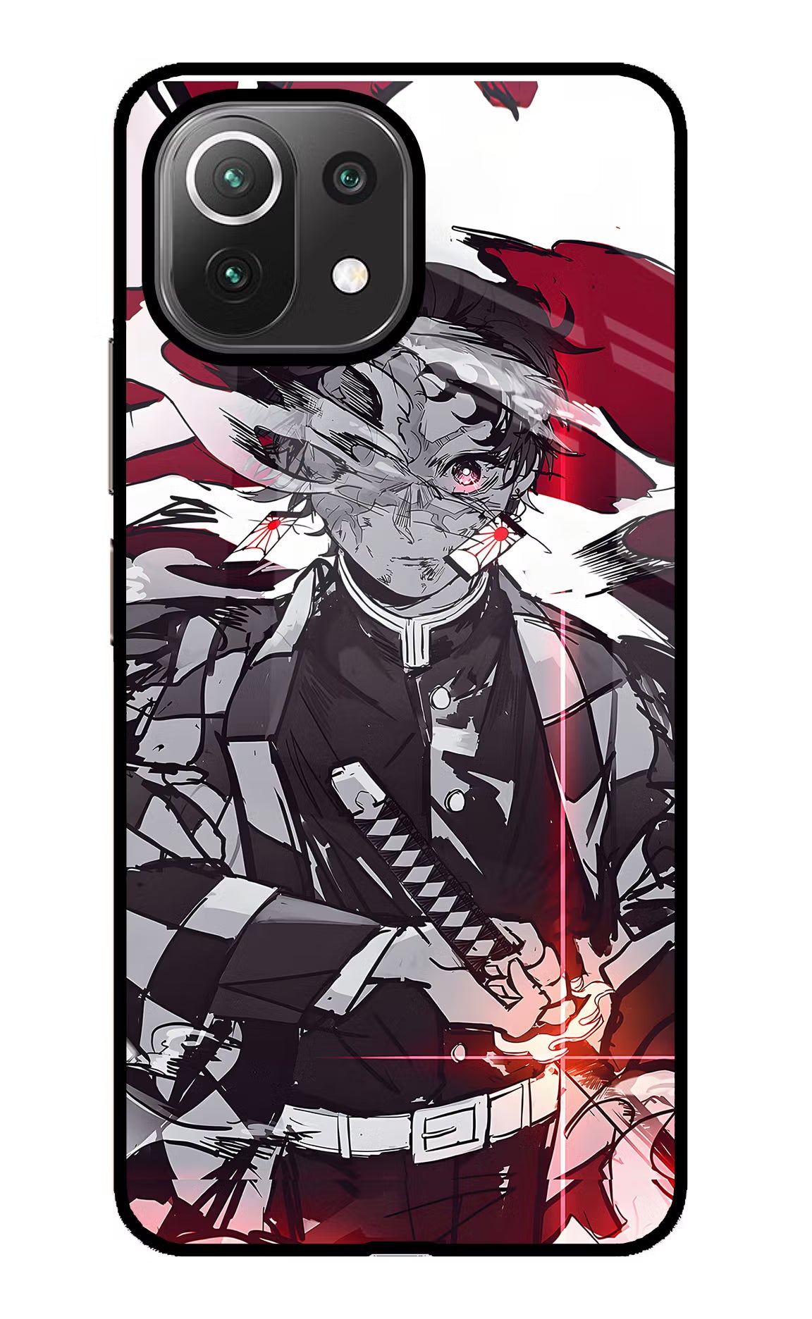 Demon Slayer Mi 11 Lite Back Cover - Demon Slayer Mi 11 Lite Glass Case Back Cover by Casekaro Demon Slayer Mi 11 Lite Glass Case Back Cover by Casekaro