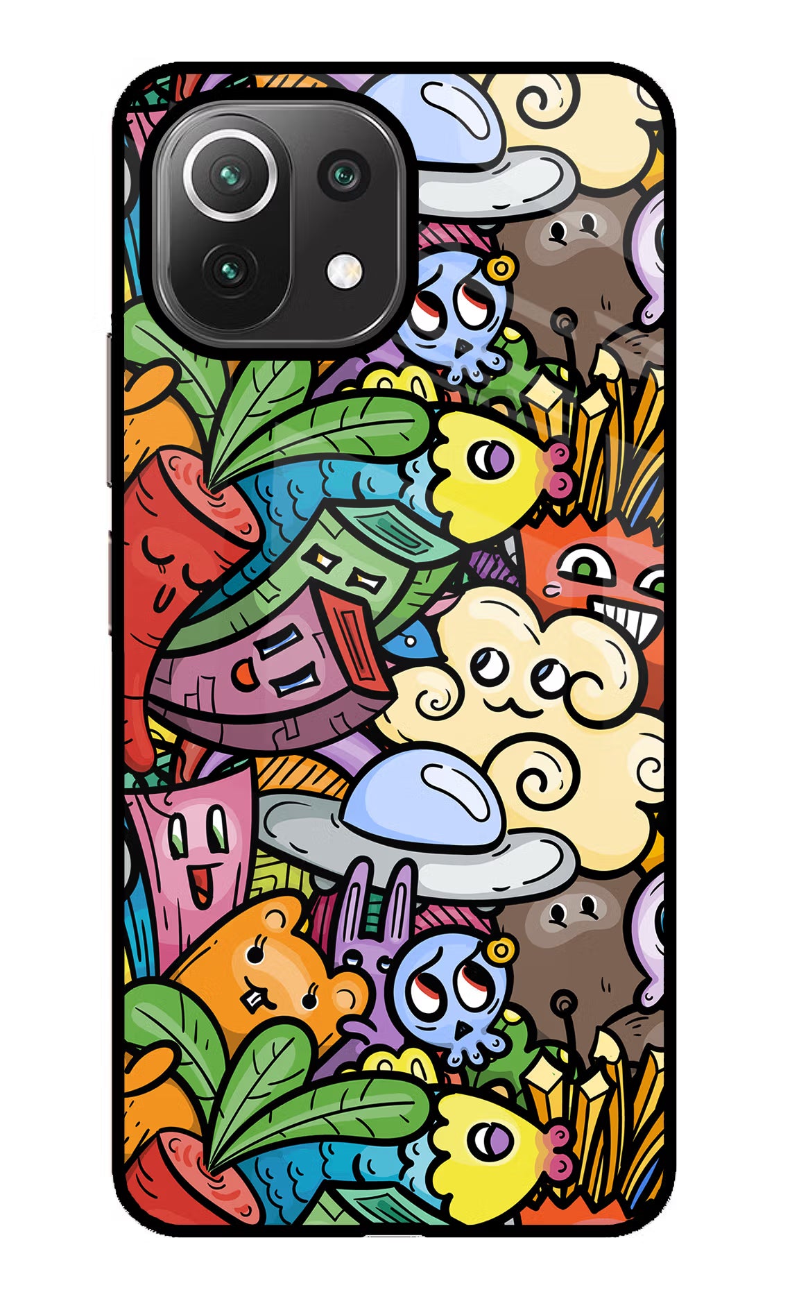 Veggie Doodle Mi 11 Lite Back Cover - Veggie Doodle Mi 11 Lite Glass Case Back Cover by Casekaro Veggie Doodle Mi 11 Lite Glass Case Back Cover by Casekaro