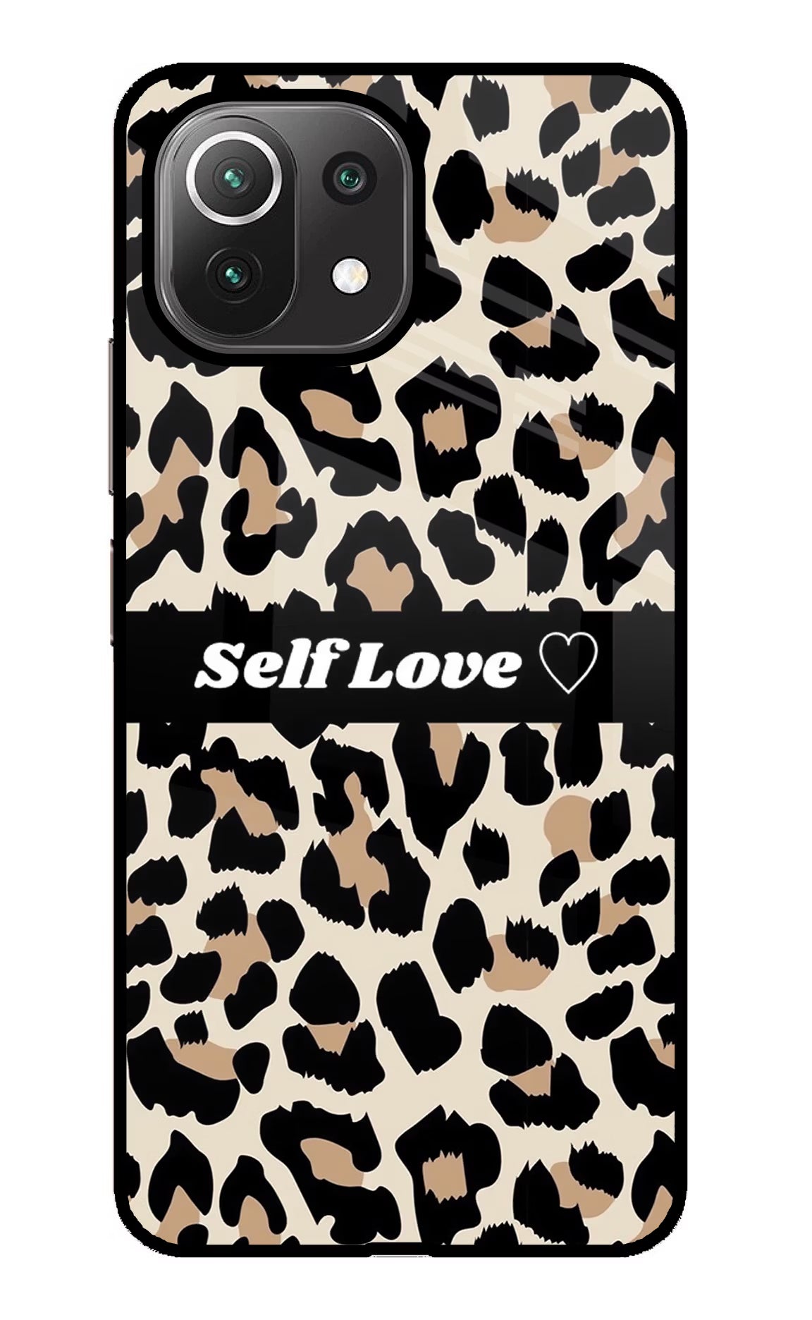 Leopard Print Self Love Mi 11 Lite Back Cover - Leopard Print Self Love Mi 11 Lite Glass Case Back Cover by Casekaro Leopard Print Self Love Mi 11 Lite Glass Case Back Cover by Casekaro