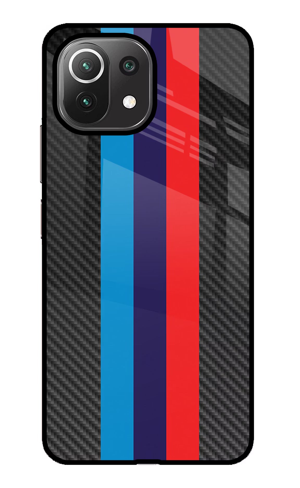BMW Stripes Pattern Mi 11 Lite Back Cover - BMW Stripes Pattern Mi 11 Lite Glass Case Back Cover by Casekaro BMW Stripes Pattern Mi 11 Lite Glass Case Back Cover by Casekaro