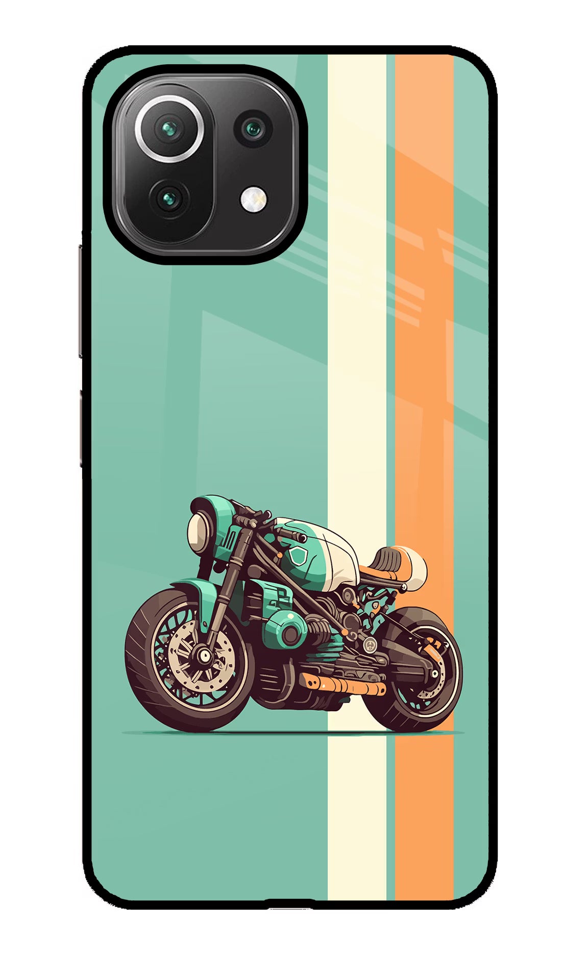 Striped Moto Drift Mi 11 Lite Back Cover - Striped Moto Drift Mi 11 Lite Glass Case Back Cover by Casekaro Striped Moto Drift Mi 11 Lite Glass Case Back Cover by Casekaro