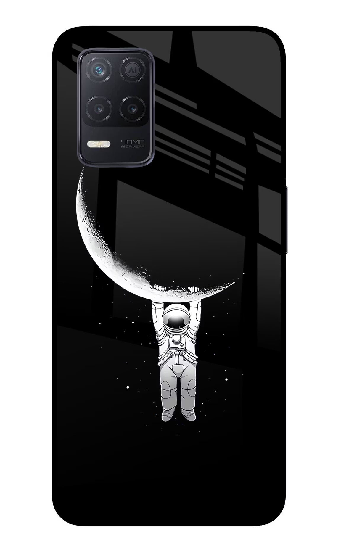 Moon Space Realme 8 5G/8s 5G Back Cover - Moon Space Realme 8 5G/8s 5G Glass Case Back Cover by Casekaro Moon Space Realme 8 5G/8s 5G Glass Case Back Cover by Casekaro