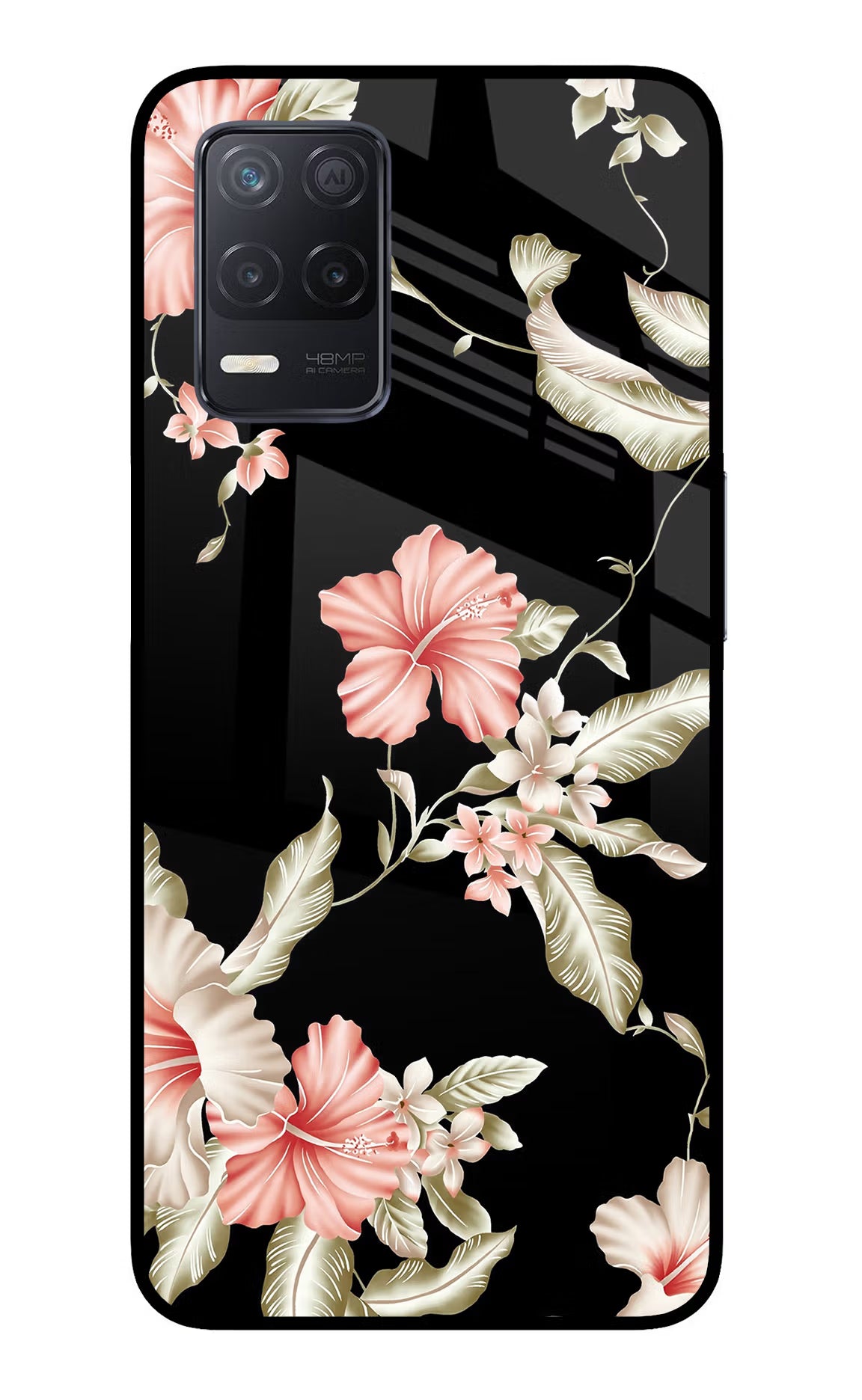 Flowers Realme 8 5G/8s 5G Back Cover - Flowers Realme 8 5G/8s 5G Glass Case Back Cover by Casekaro Flowers Realme 8 5G/8s 5G Glass Case Back Cover by Casekaro