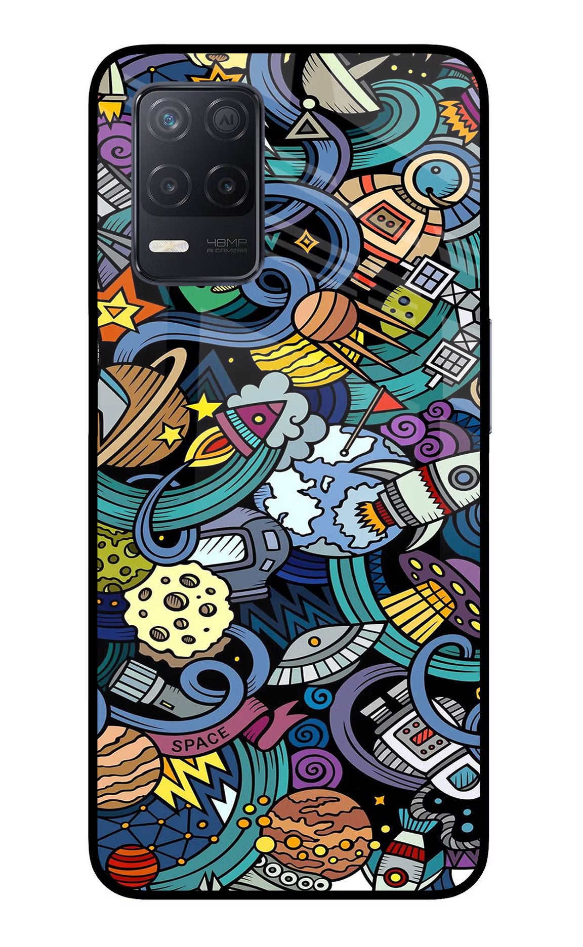 Space Abstract Realme 8 5G/8s 5G Back Cover - Space Abstract Realme 8 5G/8s 5G Glass Case Back Cover by Casekaro Space Abstract Realme 8 5G/8s 5G Glass Case Back Cover by Casekaro