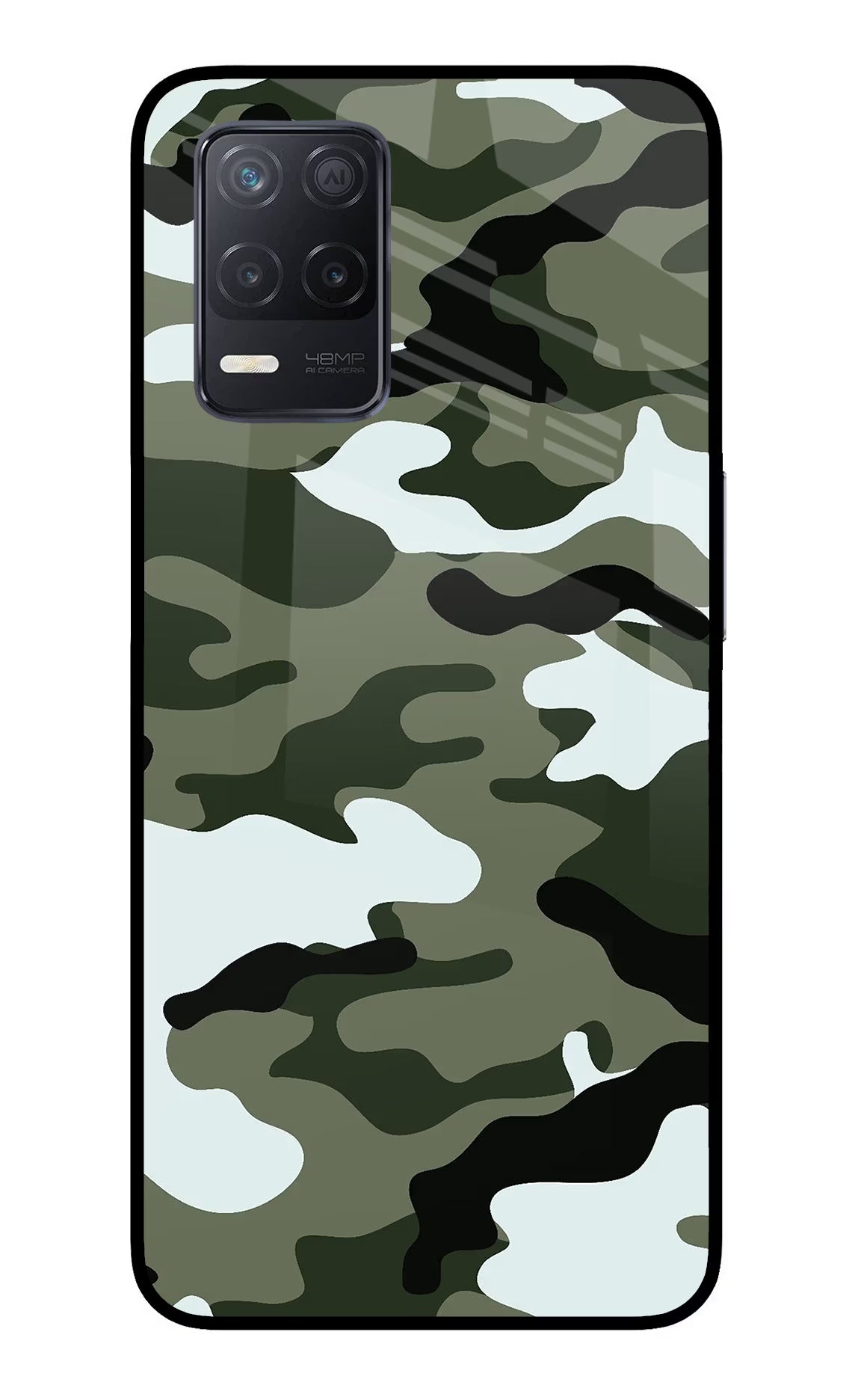 Camouflage Realme 8 5G/8s 5G Back Cover - Camouflage Realme 8 5G/8s 5G Glass Case Back Cover by Casekaro Camouflage Realme 8 5G/8s 5G Glass Case Back Cover by Casekaro