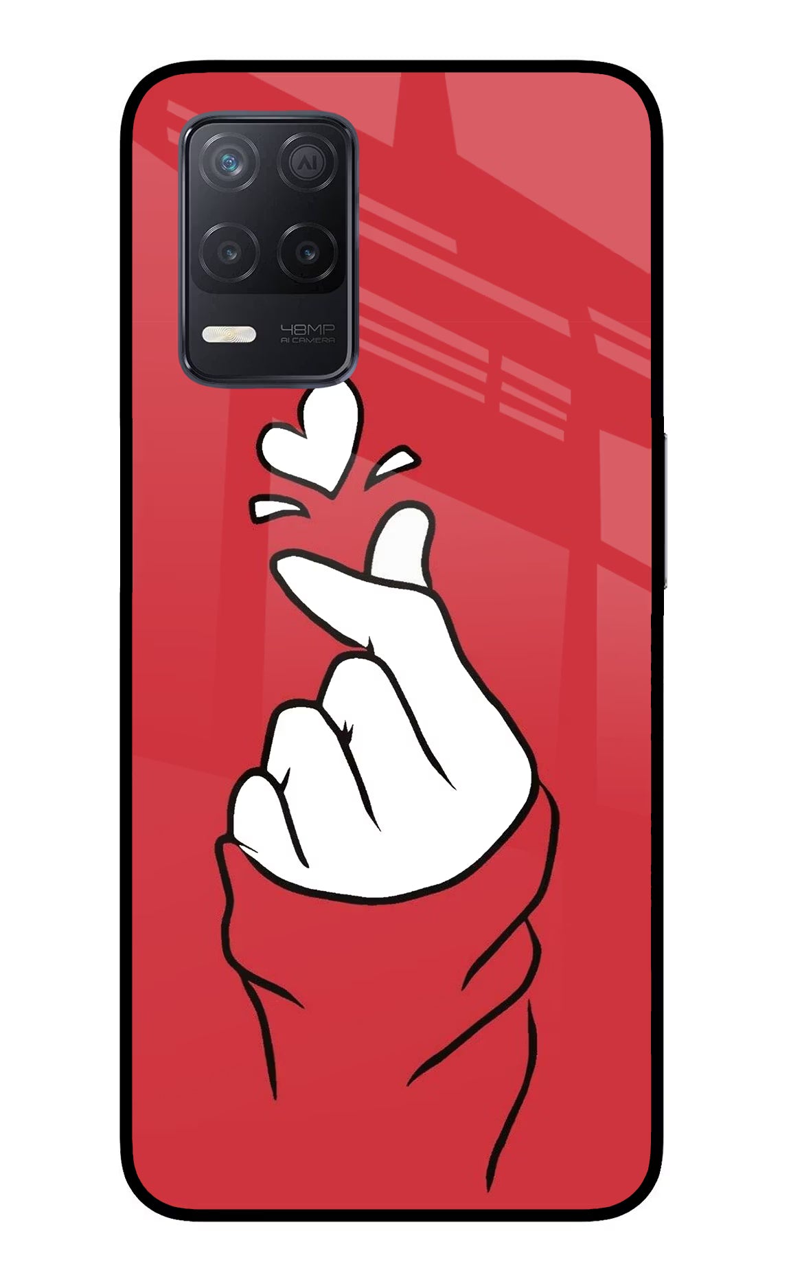 Korean Love Sign Realme 8 5G/8s 5G Back Cover - Korean Love Sign Realme 8 5G/8s 5G Glass Case Back Cover by Casekaro Korean Love Sign Realme 8 5G/8s 5G Glass Case Back Cover by Casekaro
