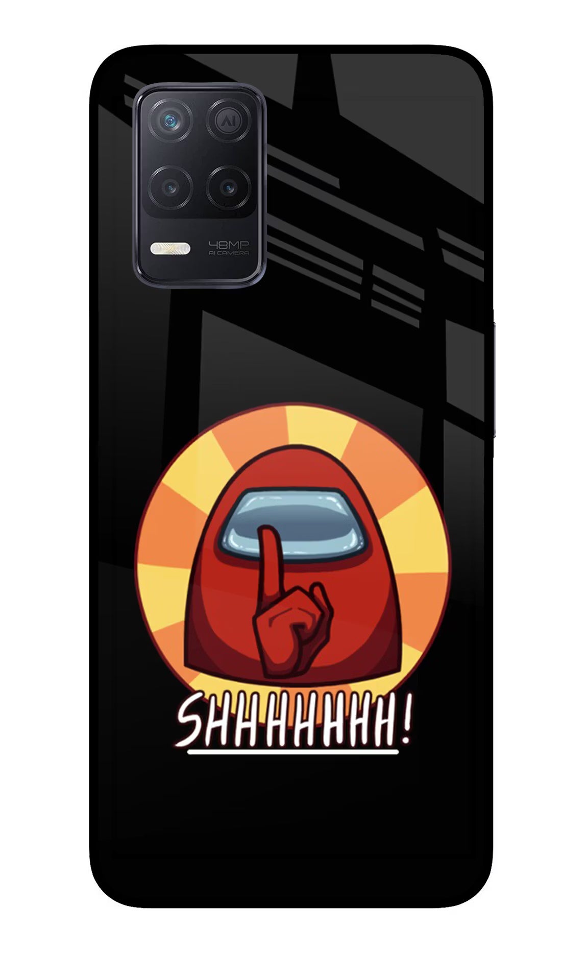 Among Us Shhh! Realme 8 5G/8s 5G Back Cover - Among Us Shhh! Realme 8 5G/8s 5G Glass Case Back Cover by Casekaro Among Us Shhh! Realme 8 5G/8s 5G Glass Case Back Cover by Casekaro