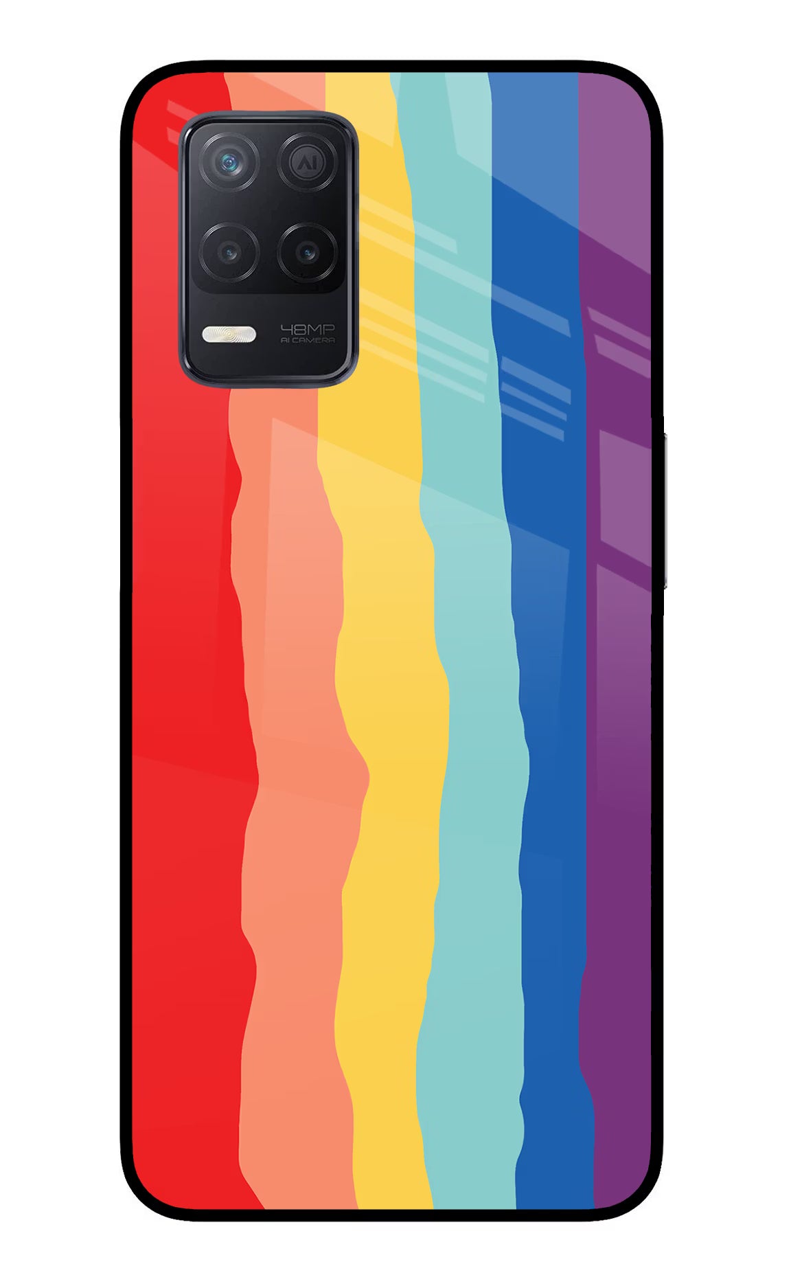 Rainbow Realme 8 5G/8s 5G Back Cover - Rainbow Realme 8 5G/8s 5G Glass Case Back Cover by Casekaro Rainbow Realme 8 5G/8s 5G Glass Case Back Cover by Casekaro
