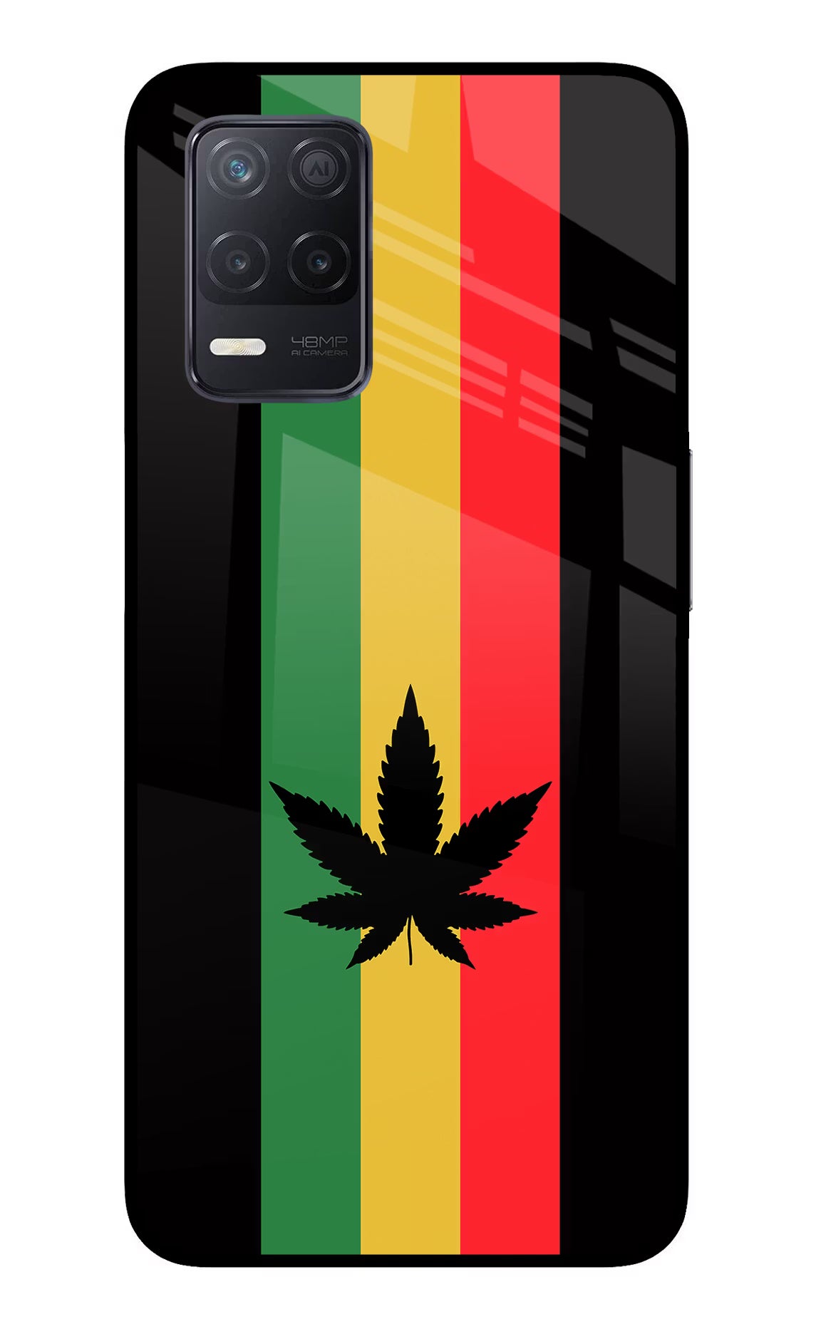 Weed Flag Realme 8 5G/8s 5G Back Cover - Weed Flag Realme 8 5G/8s 5G Glass Case Back Cover by Casekaro Weed Flag Realme 8 5G/8s 5G Glass Case Back Cover by Casekaro