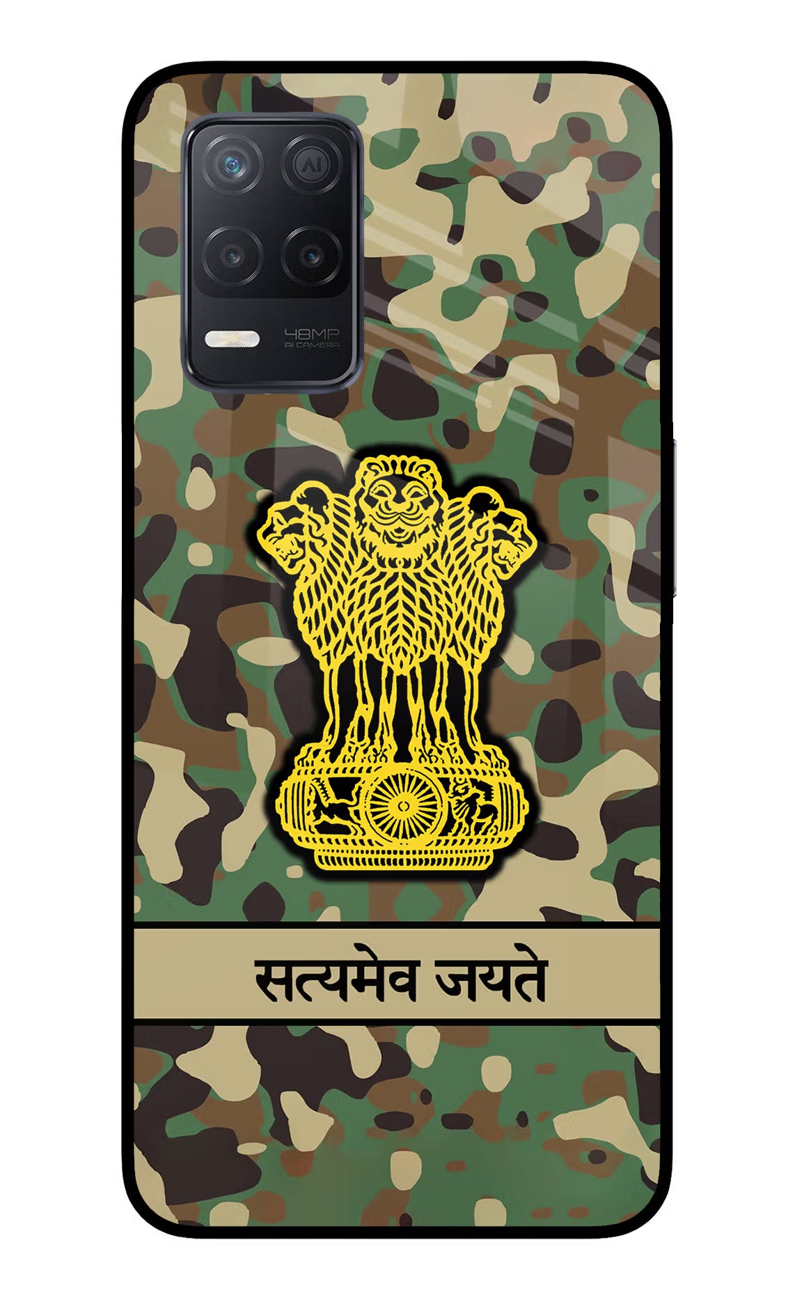 Satyamev Jayate Army Realme 8 5G/8s 5G Glass Case - Satyamev Jayate Army Realme 8 5G/8s 5G Glass Case Satyamev Jayate Army Realme 8 5G/8s 5G Glass Case