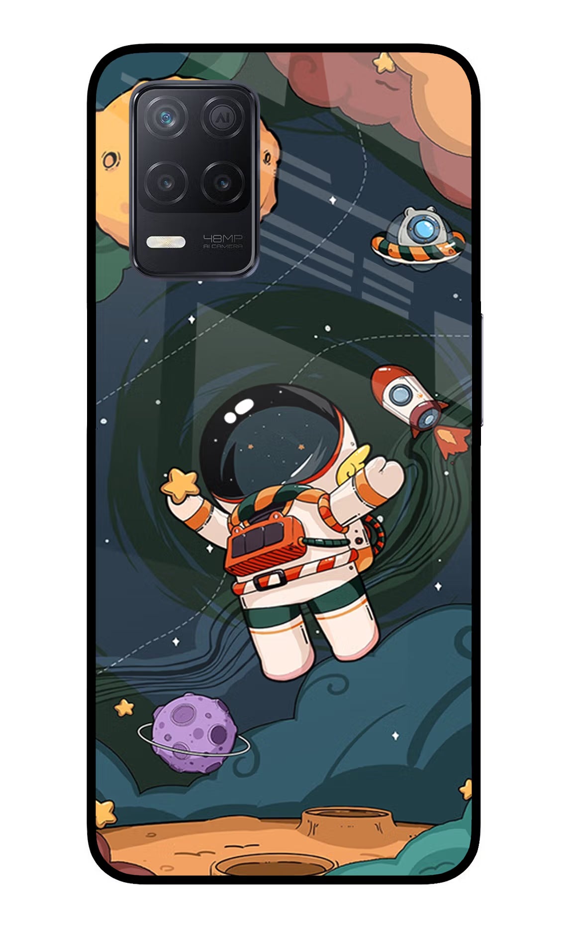 Cartoon Astronaut Realme 8 5G/8s 5G Glass Case - Cartoon Astronaut Realme 8 5G/8s 5G Glass Case Cartoon Astronaut Realme 8 5G/8s 5G Glass Case