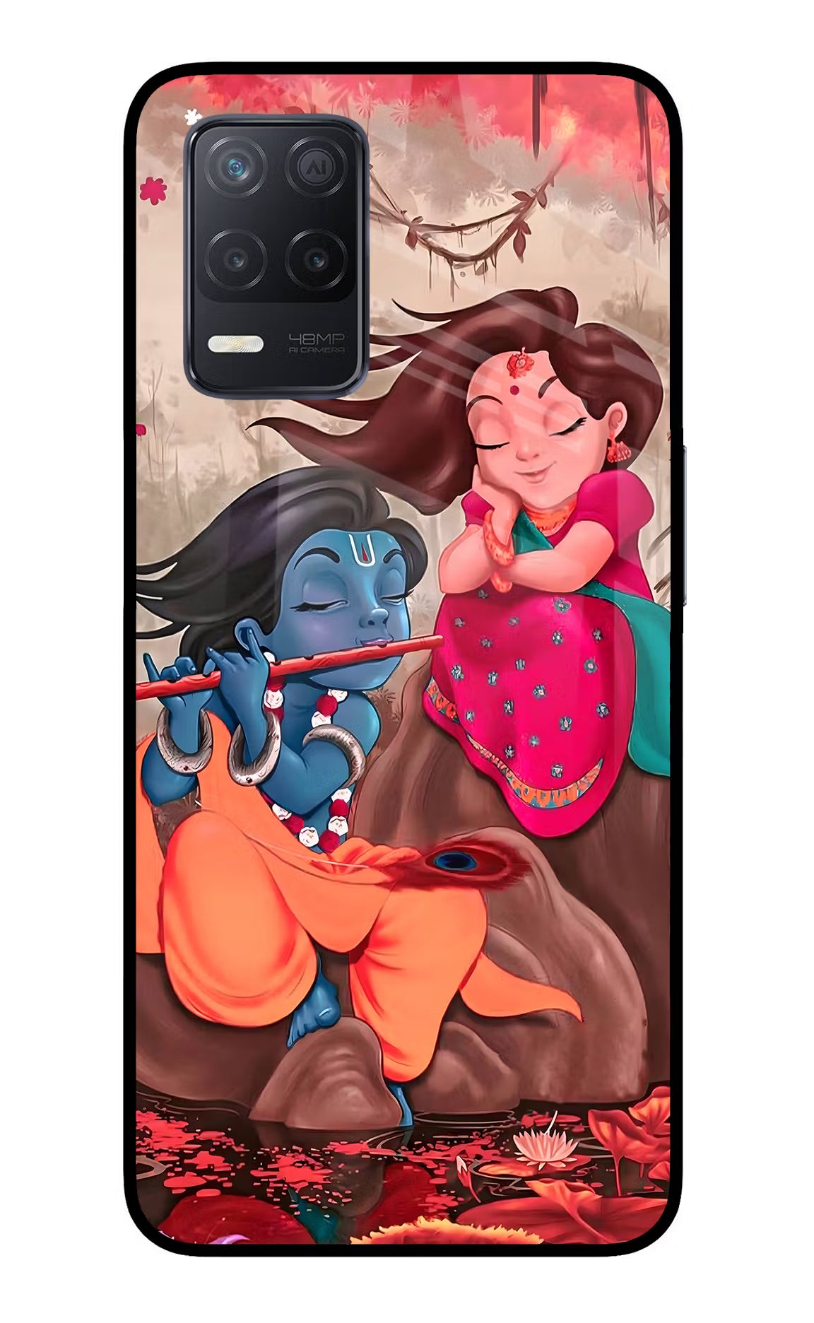 Radhe Krishna Realme 8 5G/8s 5G Back Cover - Radhe Krishna Realme 8 5G/8s 5G Glass Case Back Cover by Casekaro Radhe Krishna Realme 8 5G/8s 5G Glass Case Back Cover by Casekaro
